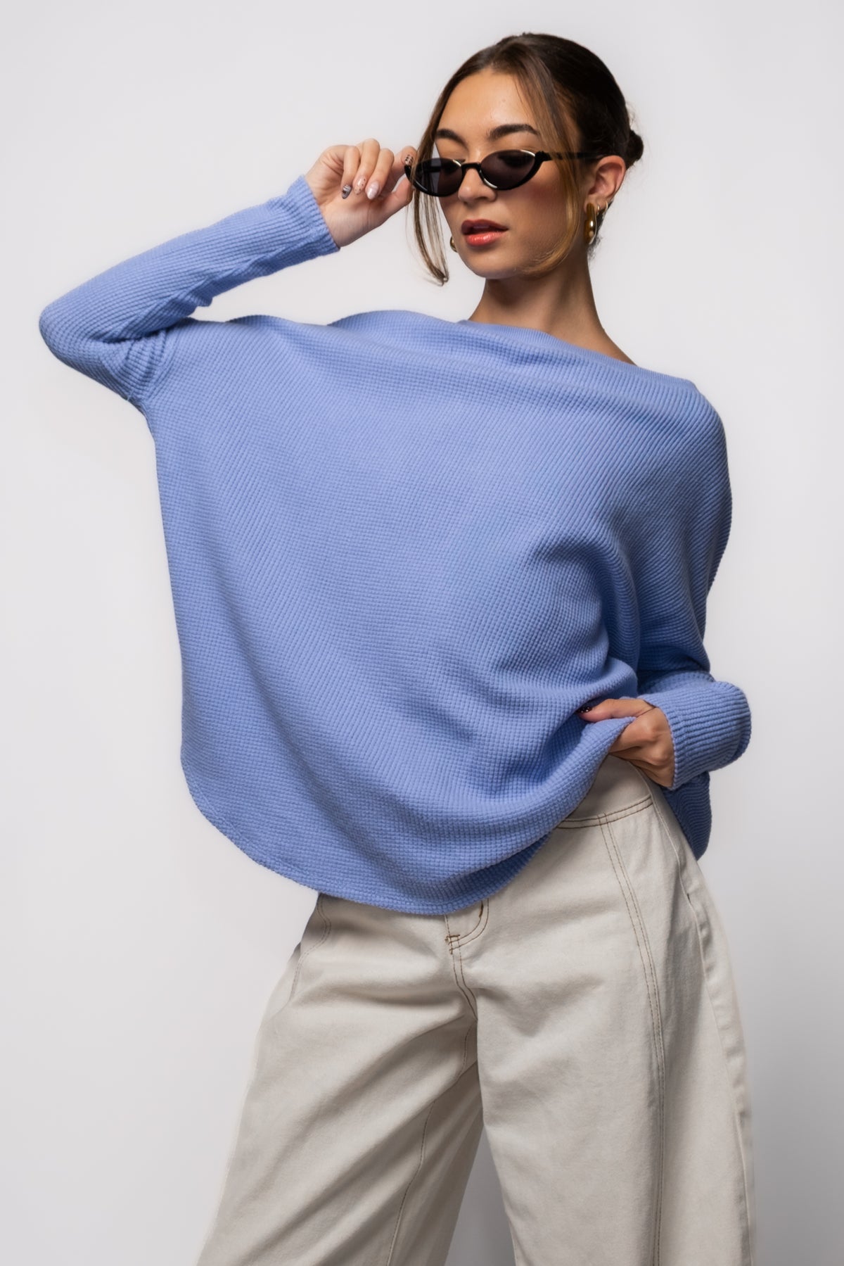 Free People Latte Blues Thermal Top
