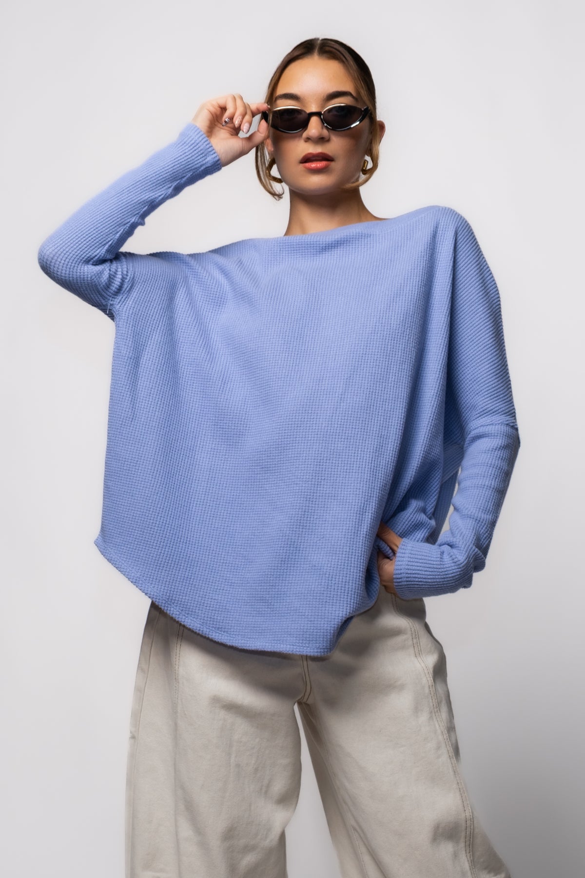 Free People Latte Blues Thermal Top
