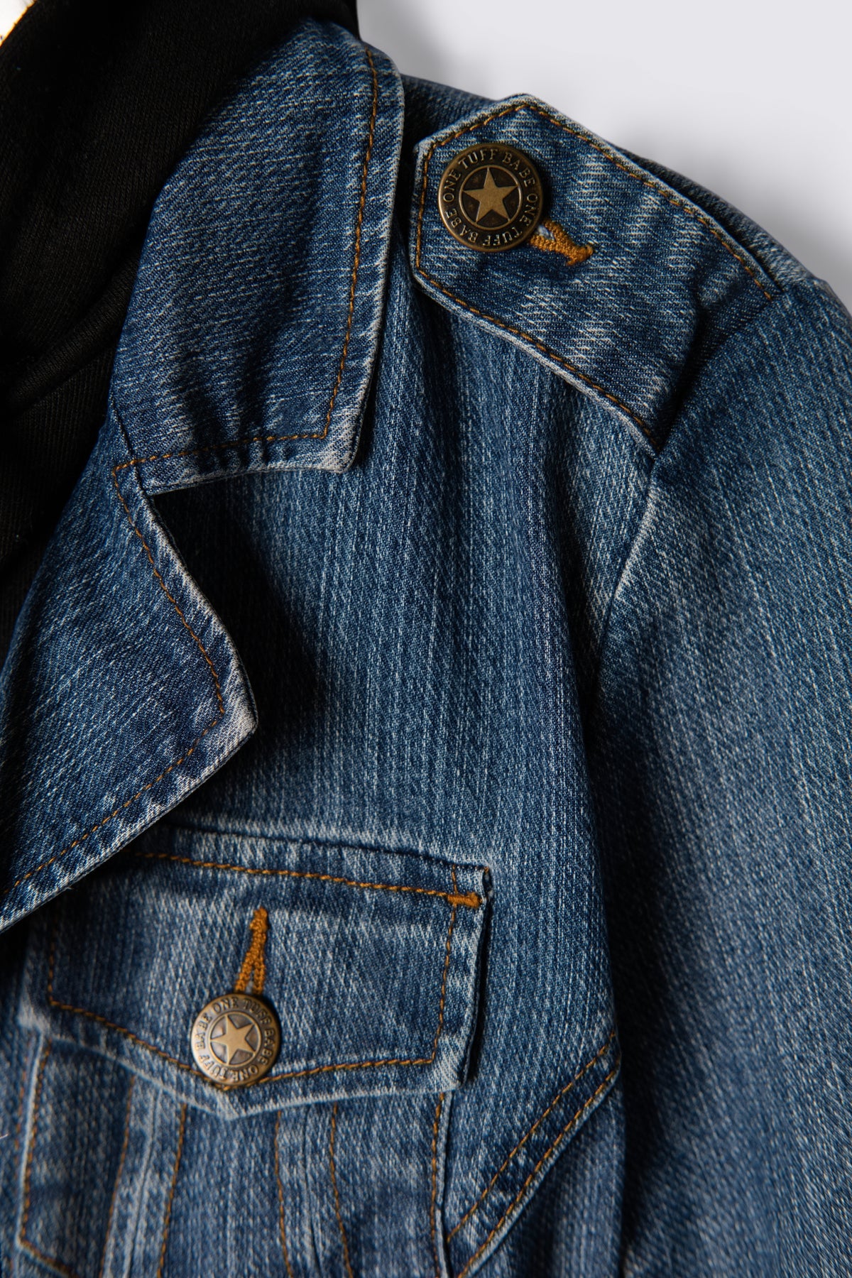 Y2K One Tuff Babe Layered Hoodie Denim Jacket