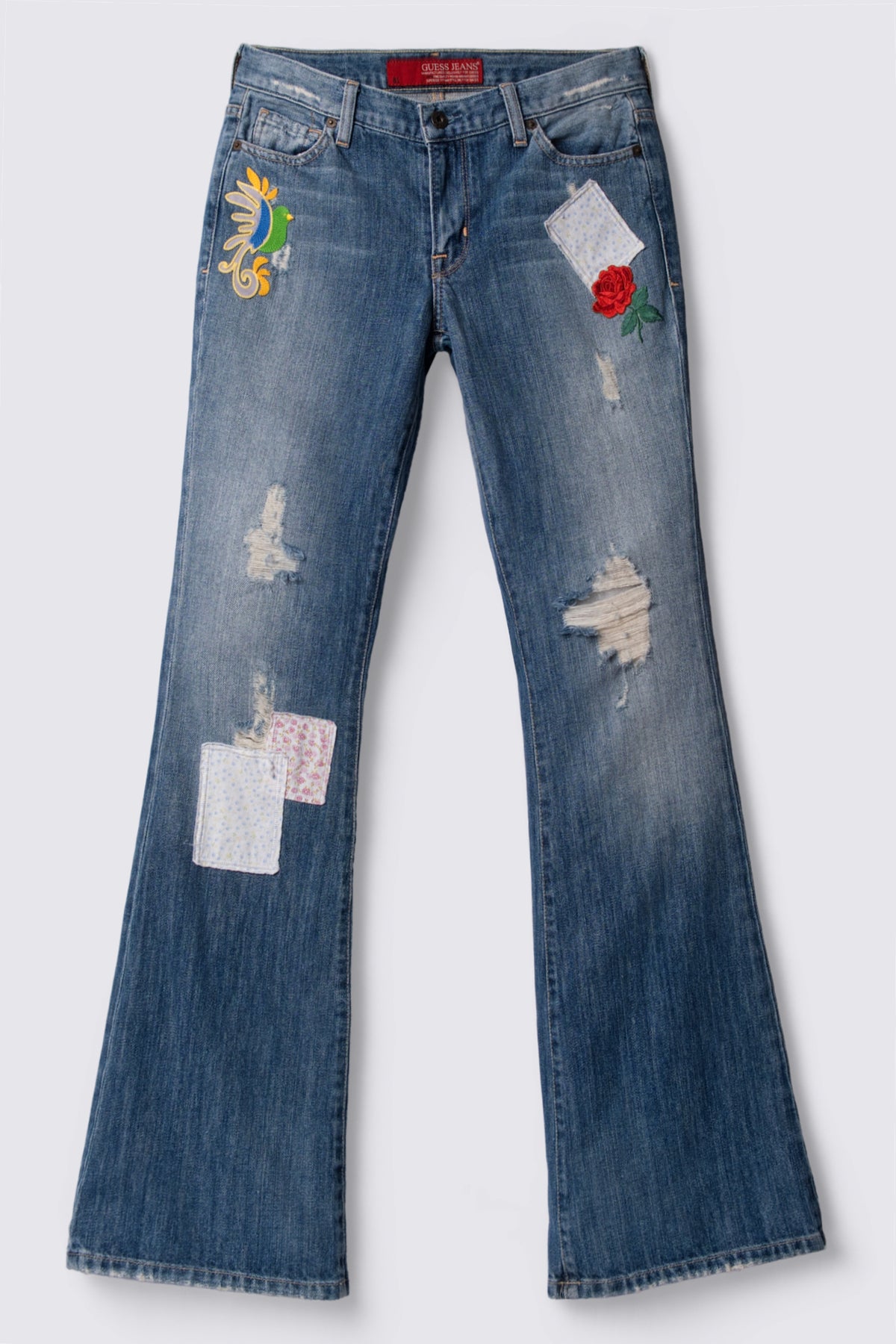 Y2K Guess Embroidered Patchwork Flares