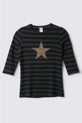 Y2K Star Graphic Striped Jersey Top