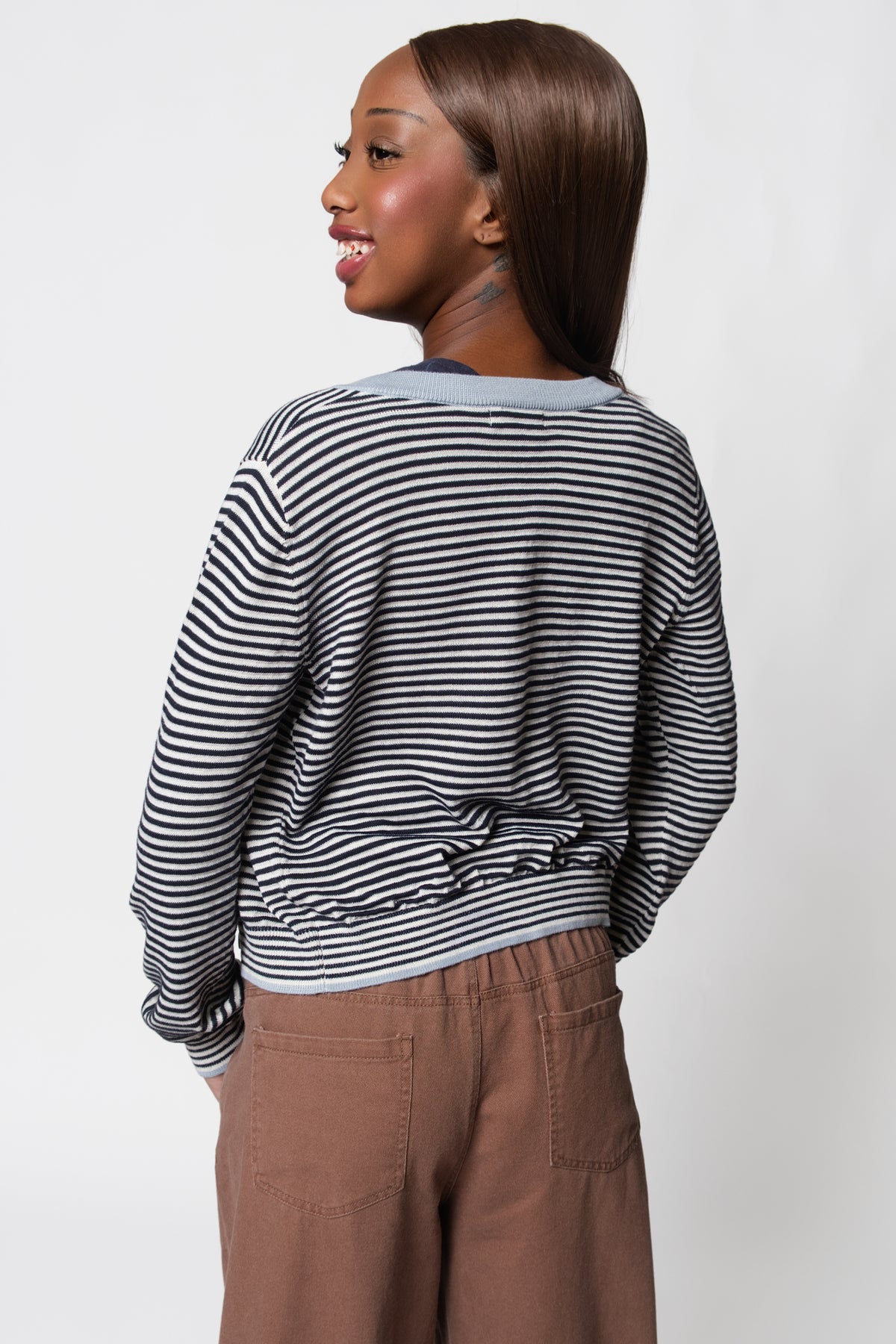 Café Society Striped Cardigan