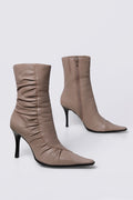 Y2K Bronx Scrunched Leather Mid Calf Boots