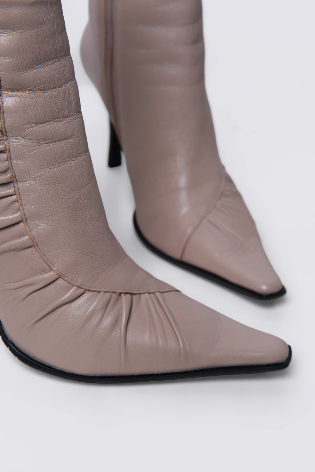 Y2K Bronx Scrunched Leather Mid Calf Boots