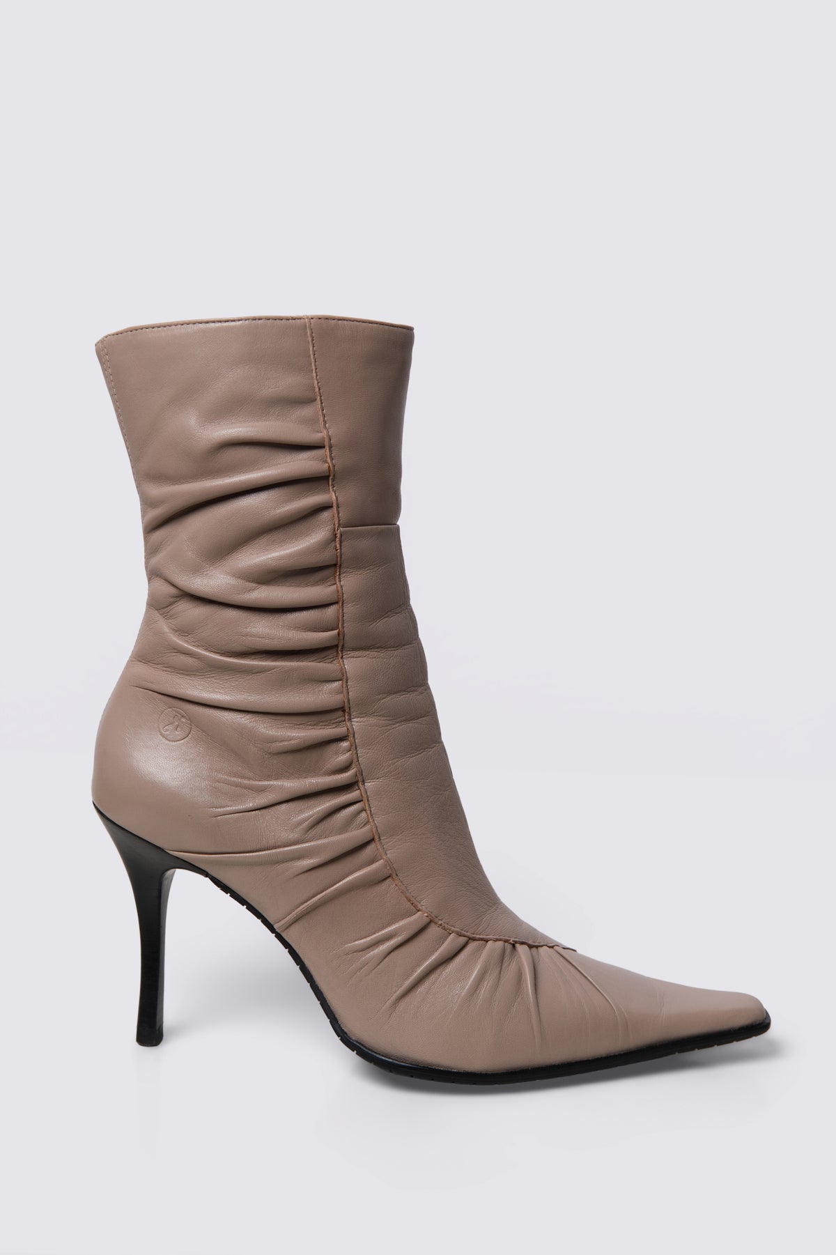 Y2K Bronx Scrunched Leather Mid Calf Boots