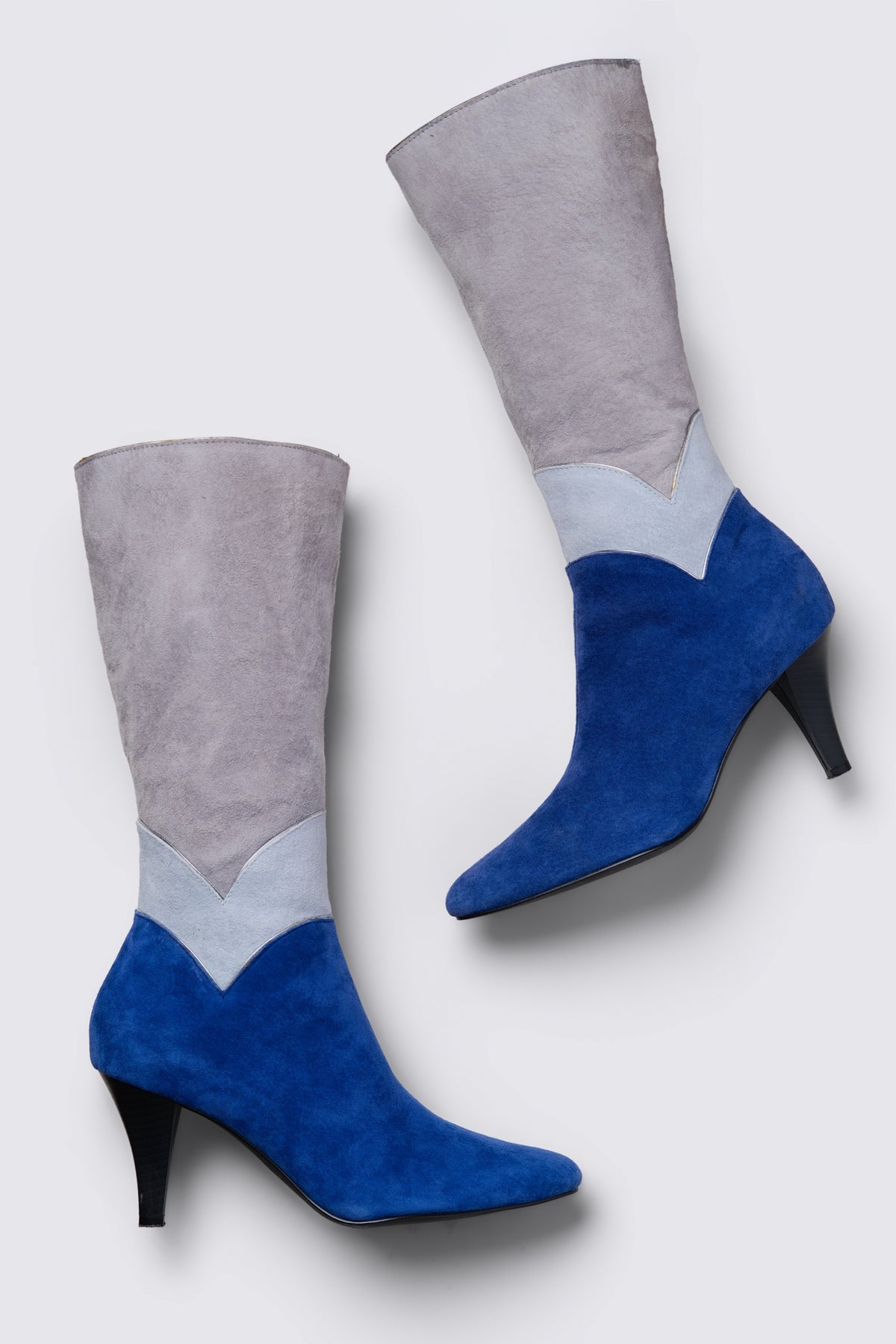 80s Colorblock Tall  Suede Boots