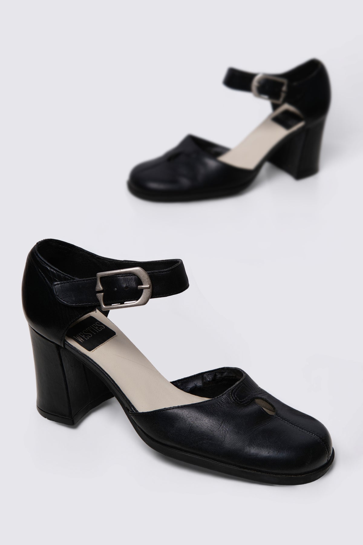 90s Westies Ankle Strap Block Heels