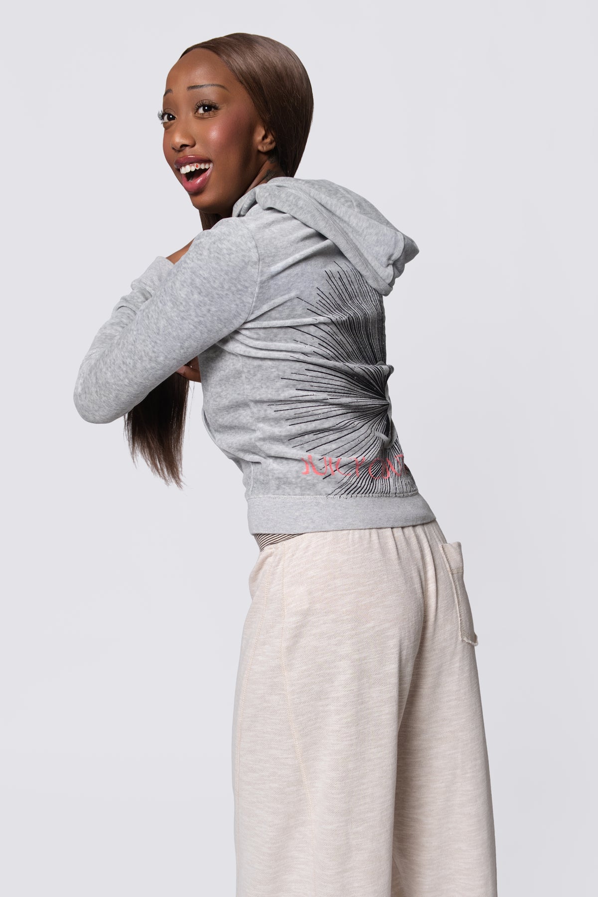 Y2K Juicy Couture Studded Starburst Velour Hoodie