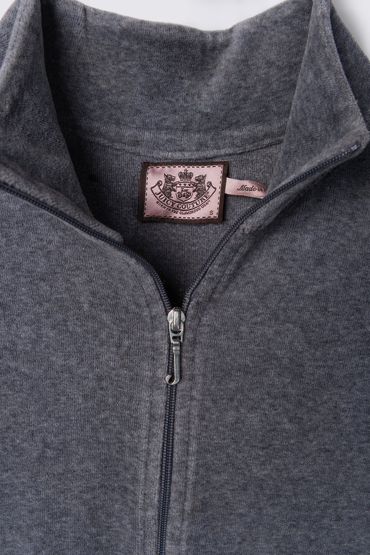 Y2K Juicy Couture Rhinestone Mixed Media Velour Track Jacket