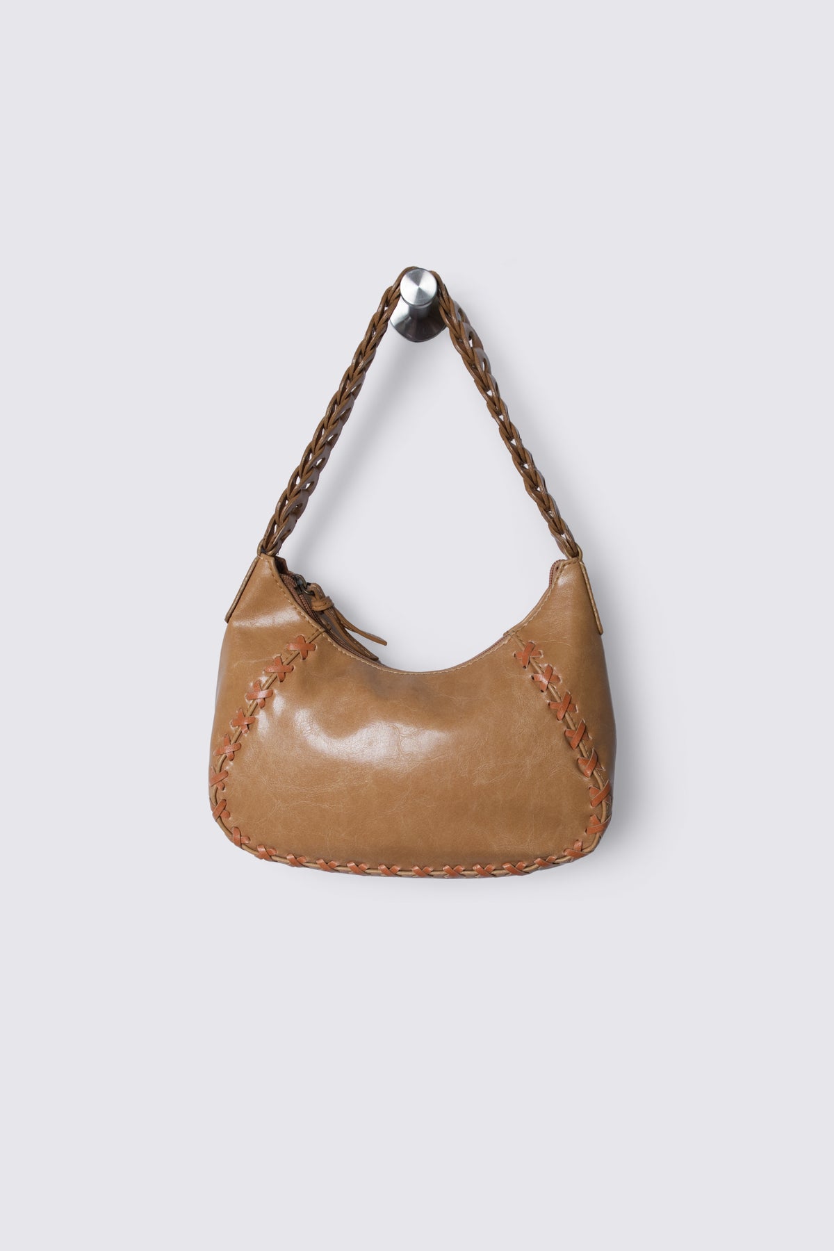 Y2K Express Woven Leather Handle Baguette