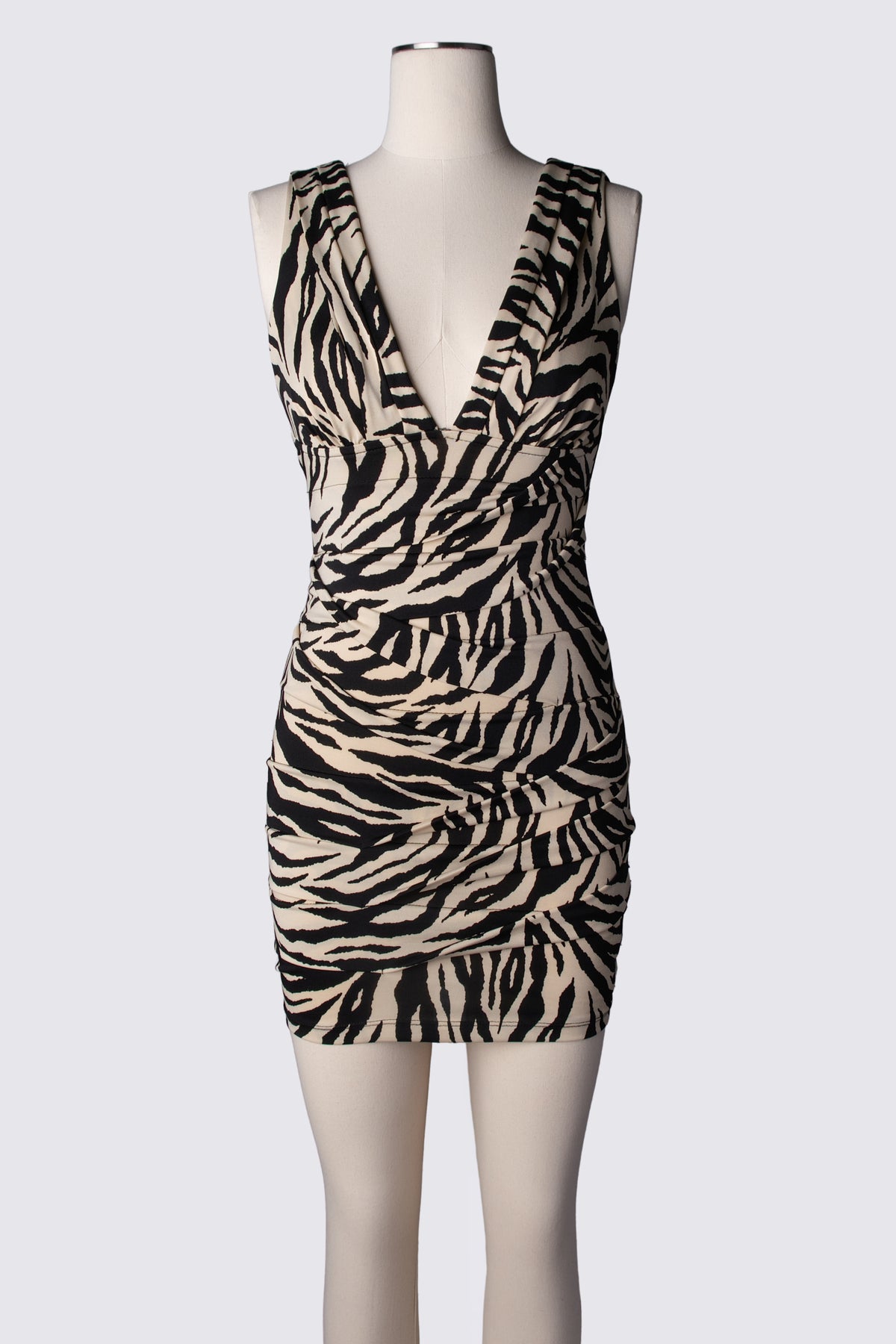 2000s Zebra Print Bandage Dress
