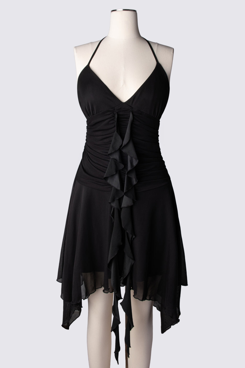 Y2K Cascading Ruffle Halter Fairy Dress