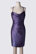 Y2K Draped Metallic Mini Dress
