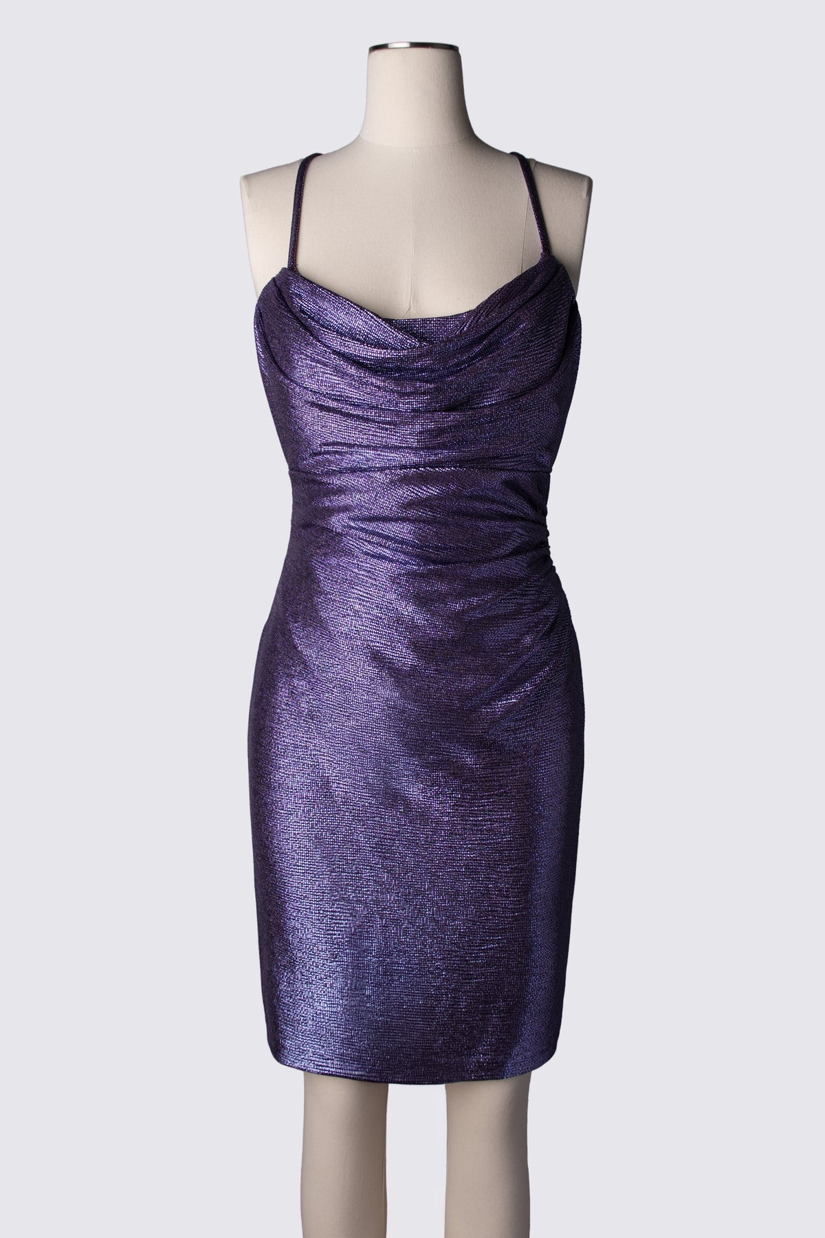 Y2K Draped Metallic Mini Dress