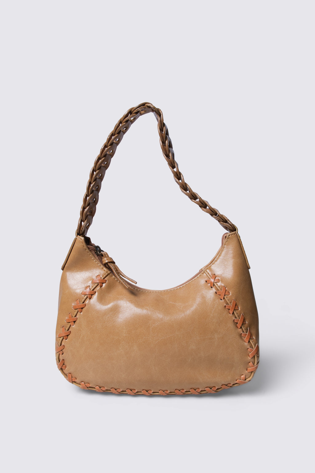 Y2K Express Woven Leather Handle Baguette