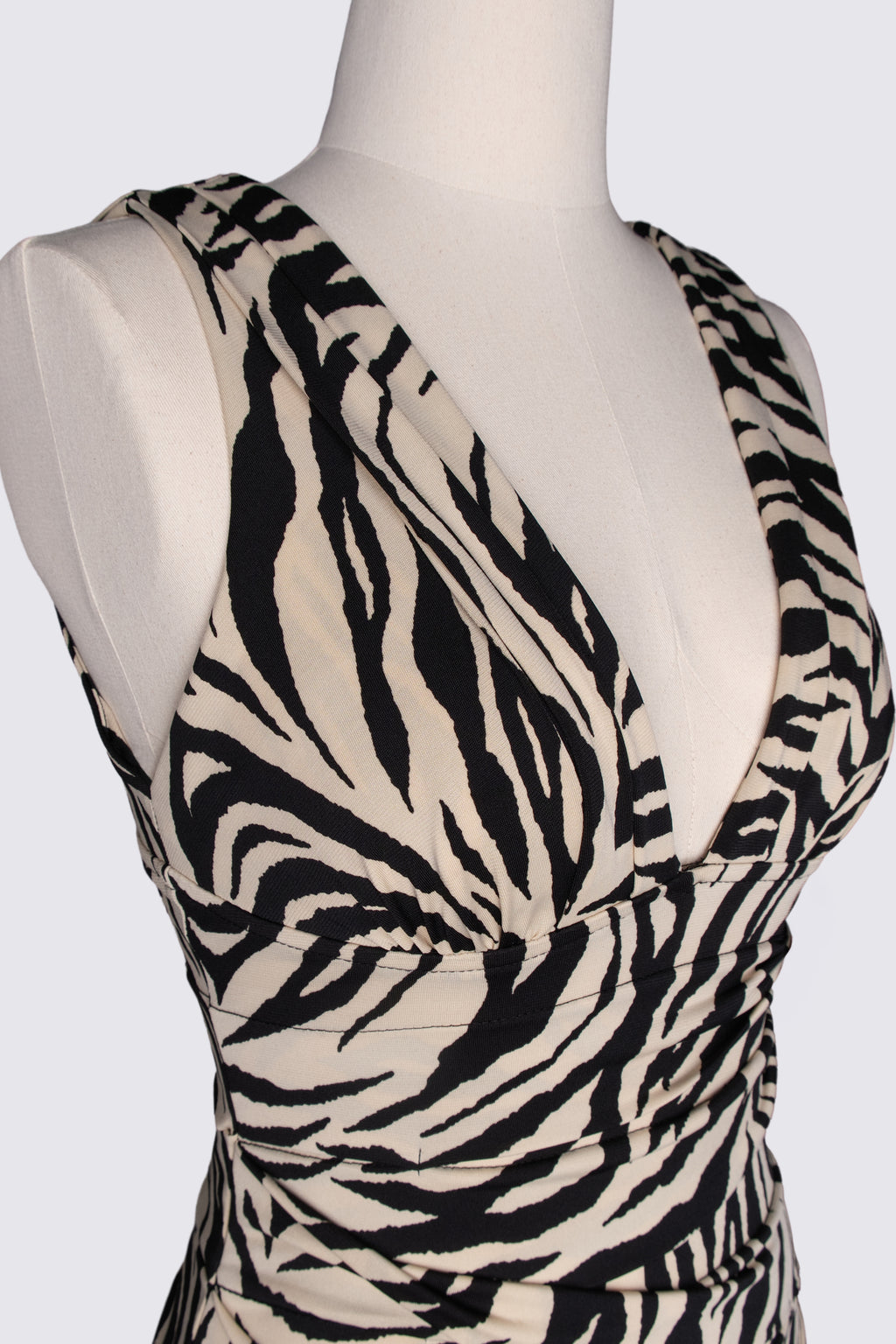 2000s Zebra Print Bandage Dress