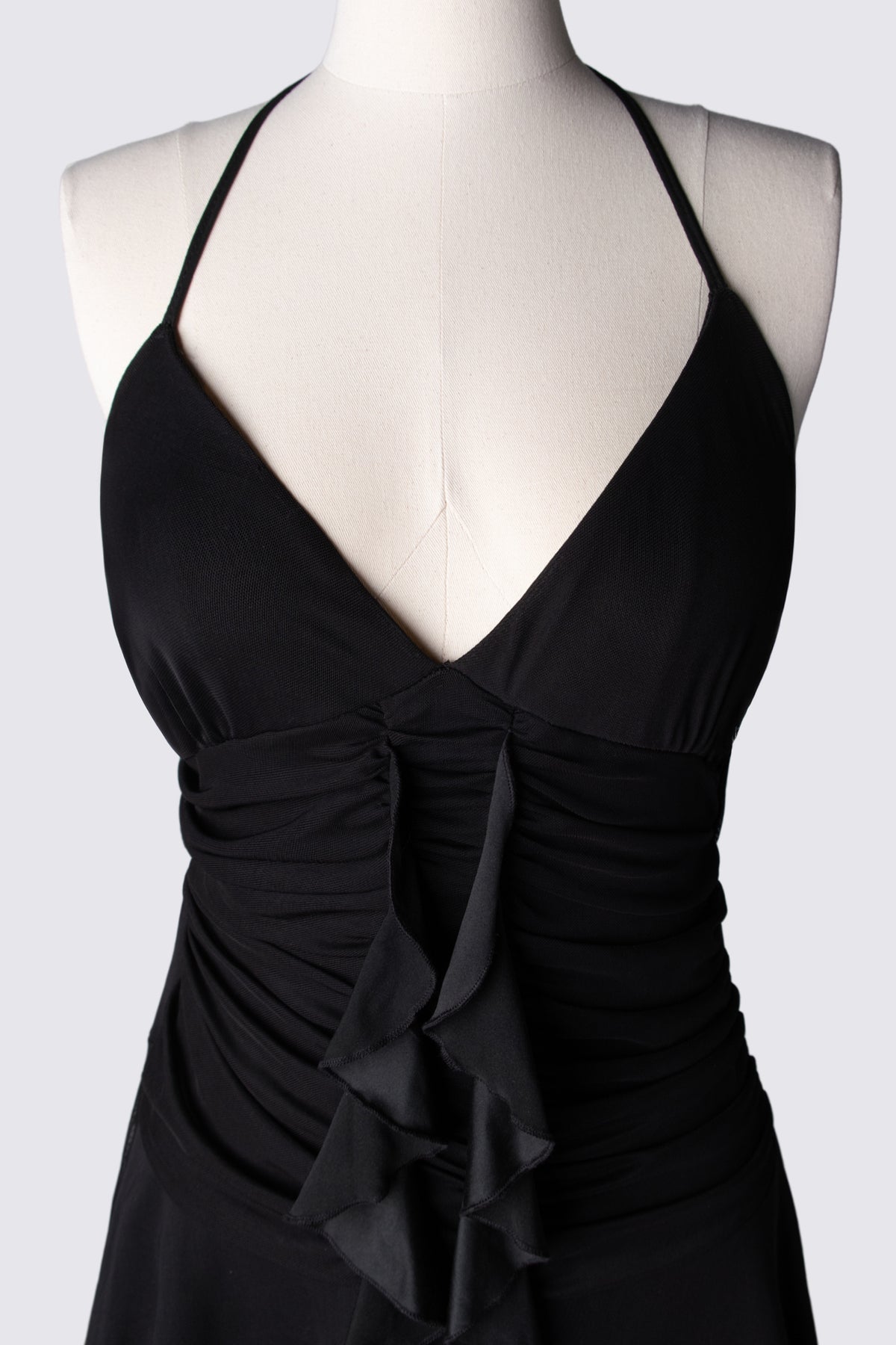 Y2K Cascading Ruffle Halter Fairy Dress