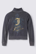 Y2K Juicy Couture Rhinestone Mixed Media Velour Track Jacket