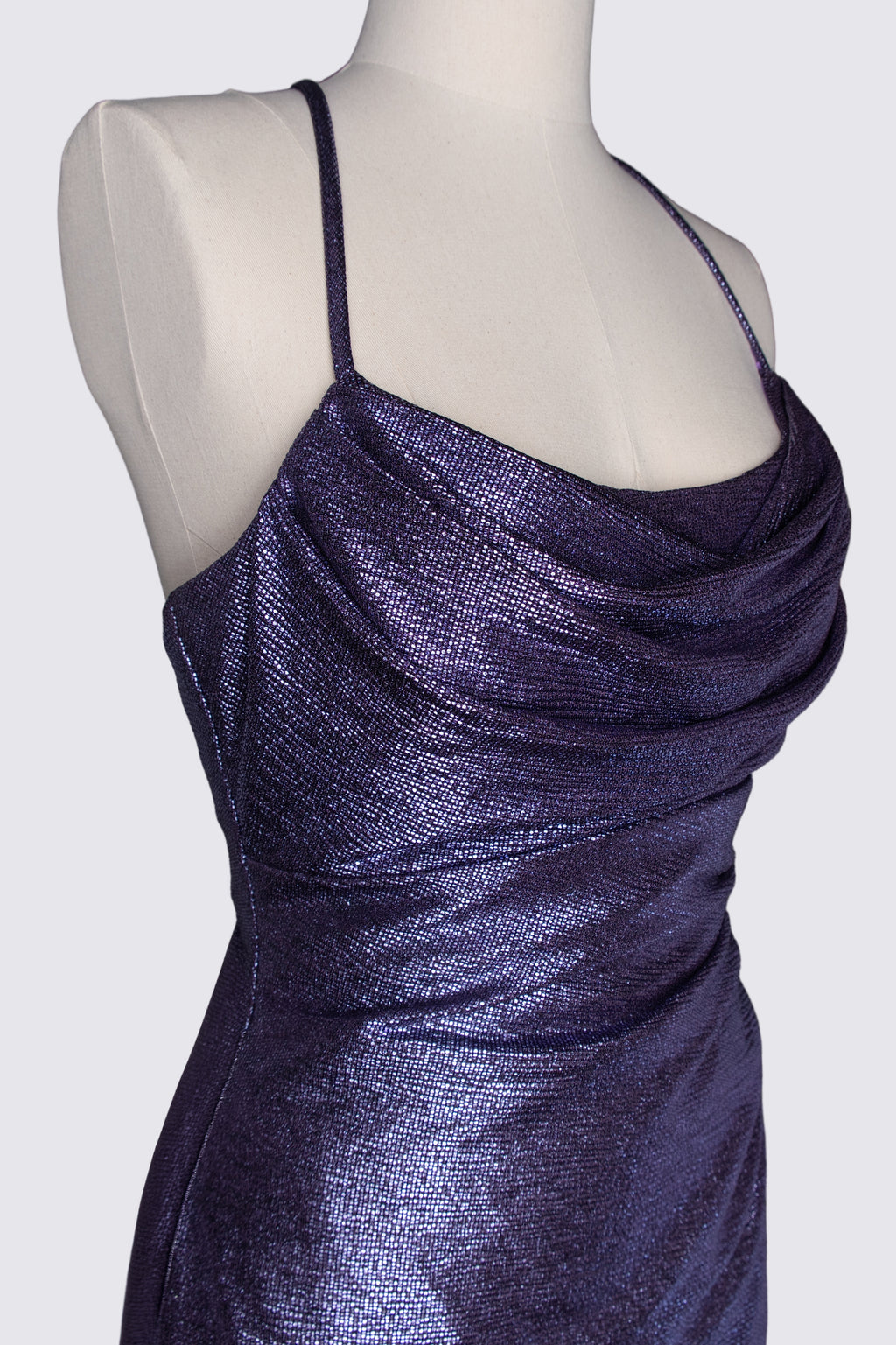 Y2K Draped Metallic Mini Dress