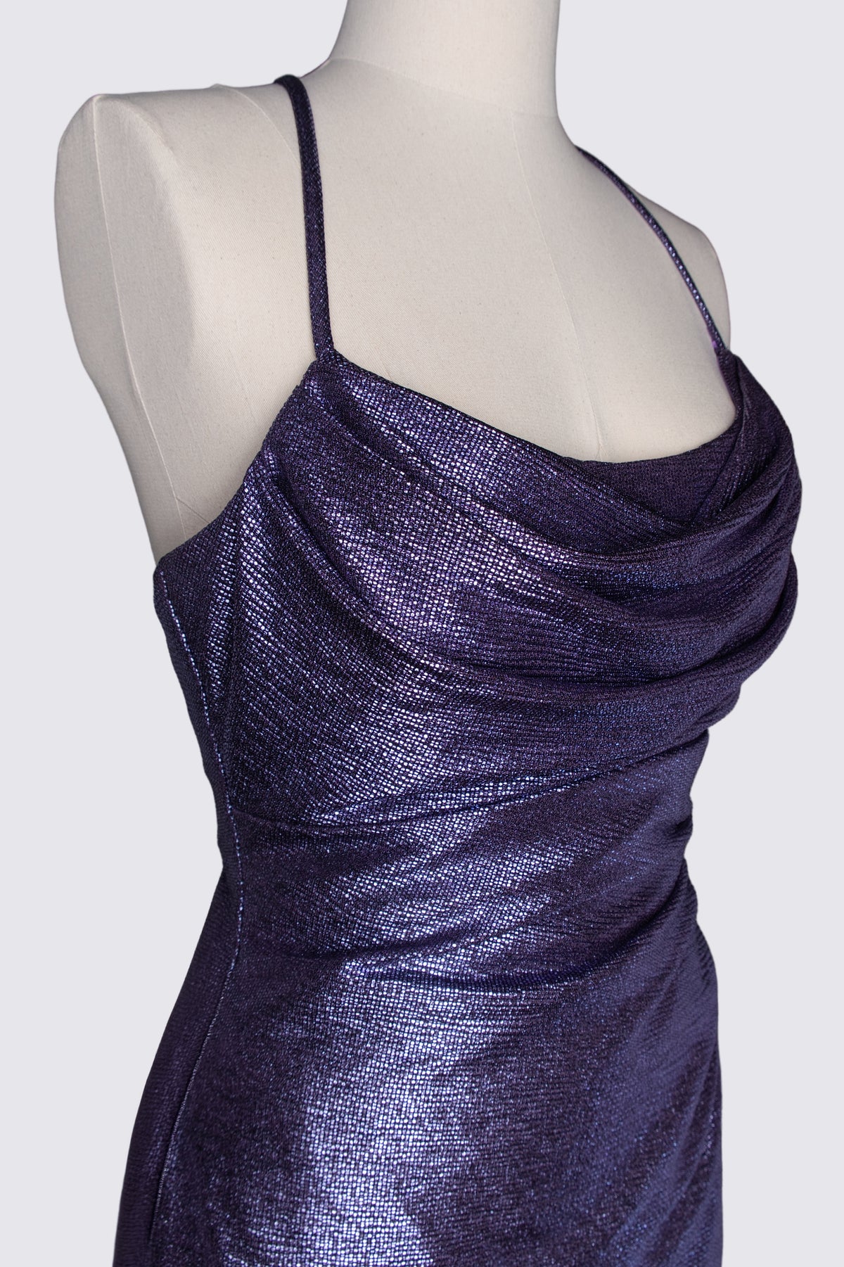 Y2K Draped Metallic Mini Dress