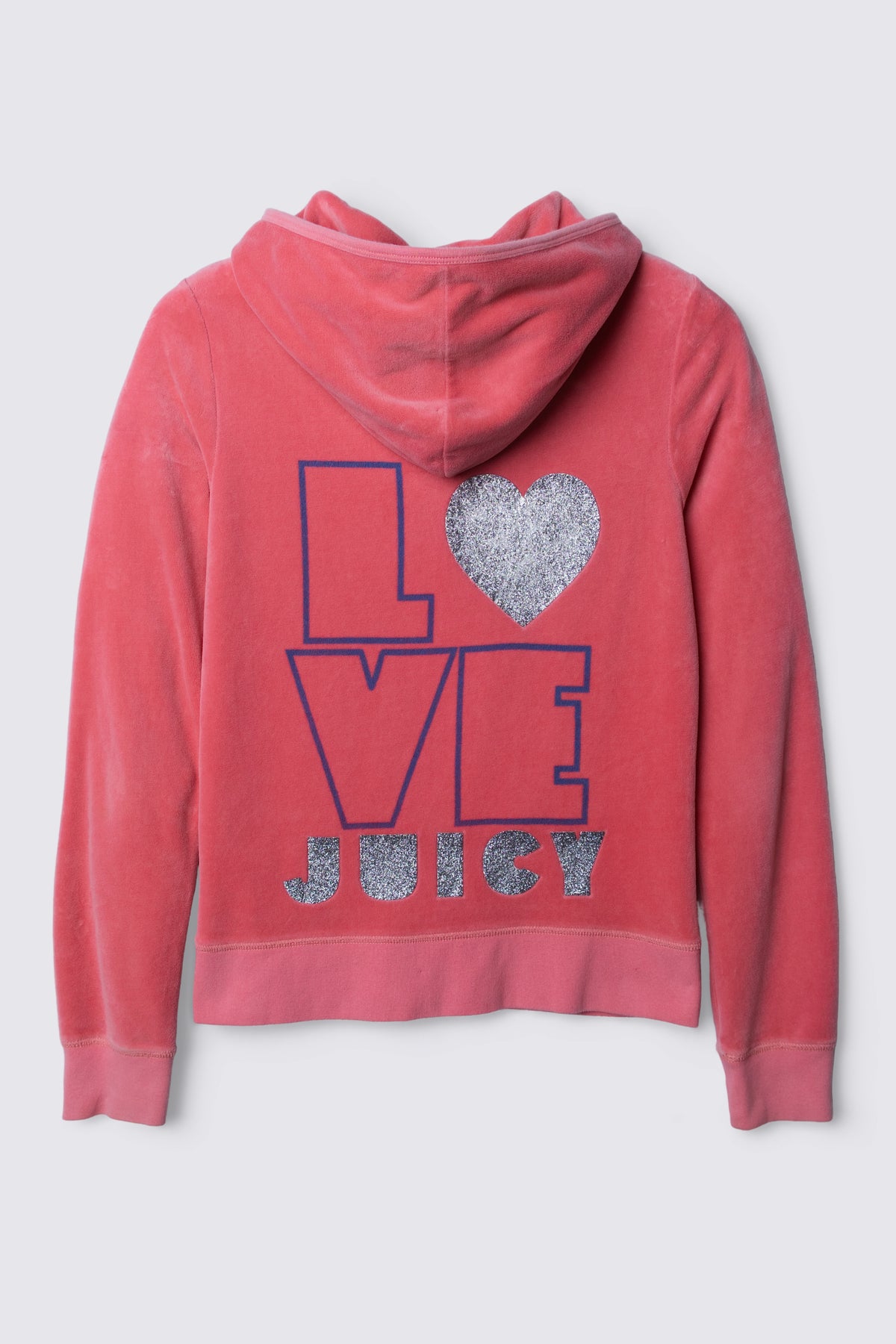 2000s Juicy Couture Love Juicy Glitter Print Hoodie