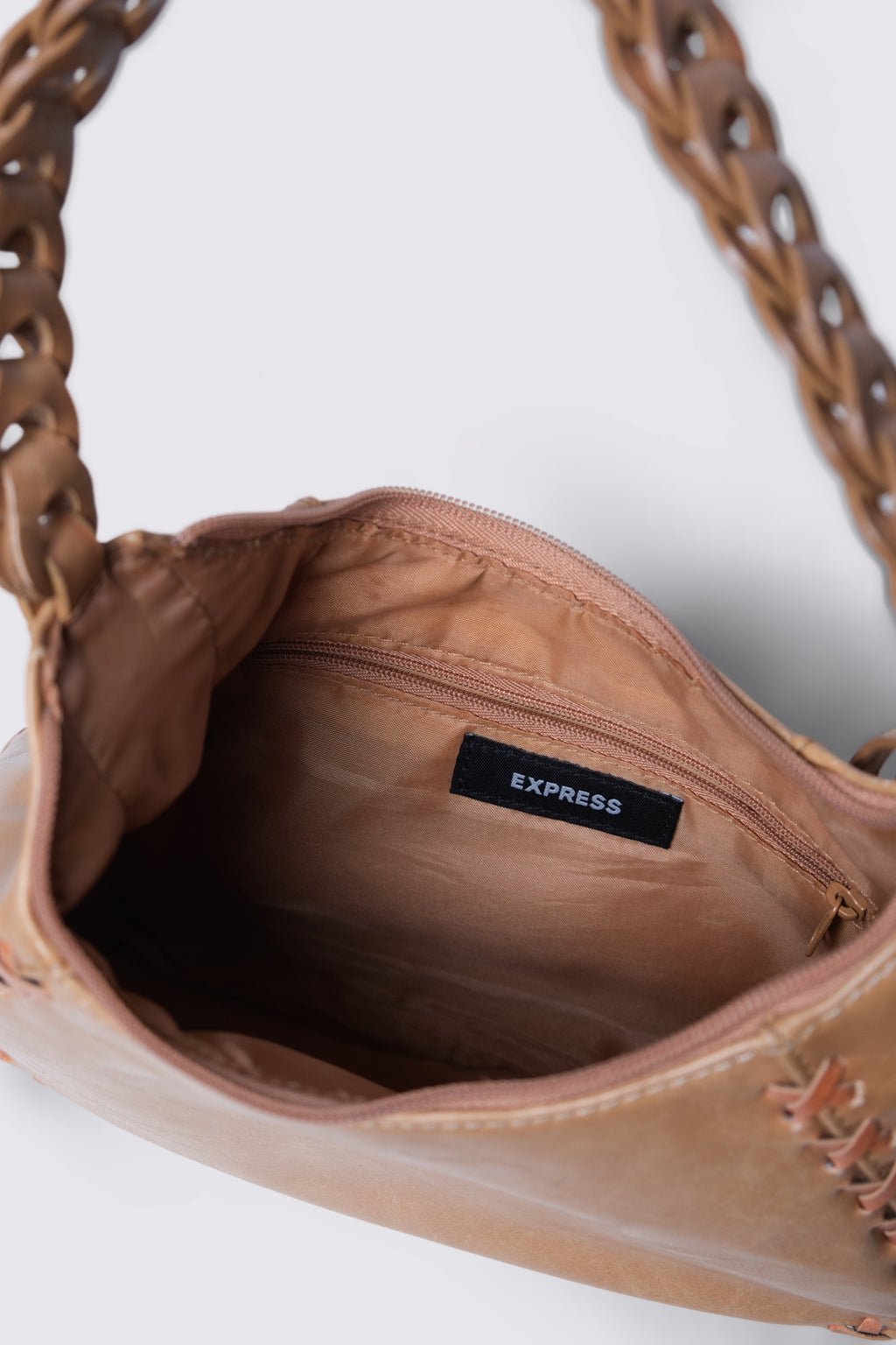 Y2K Express Woven Leather Handle Baguette