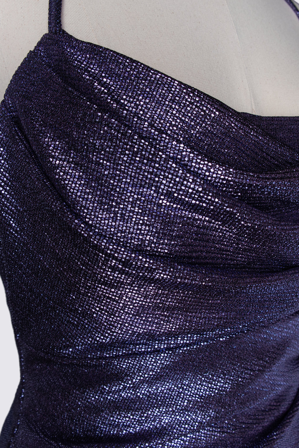 Y2K Draped Metallic Mini Dress