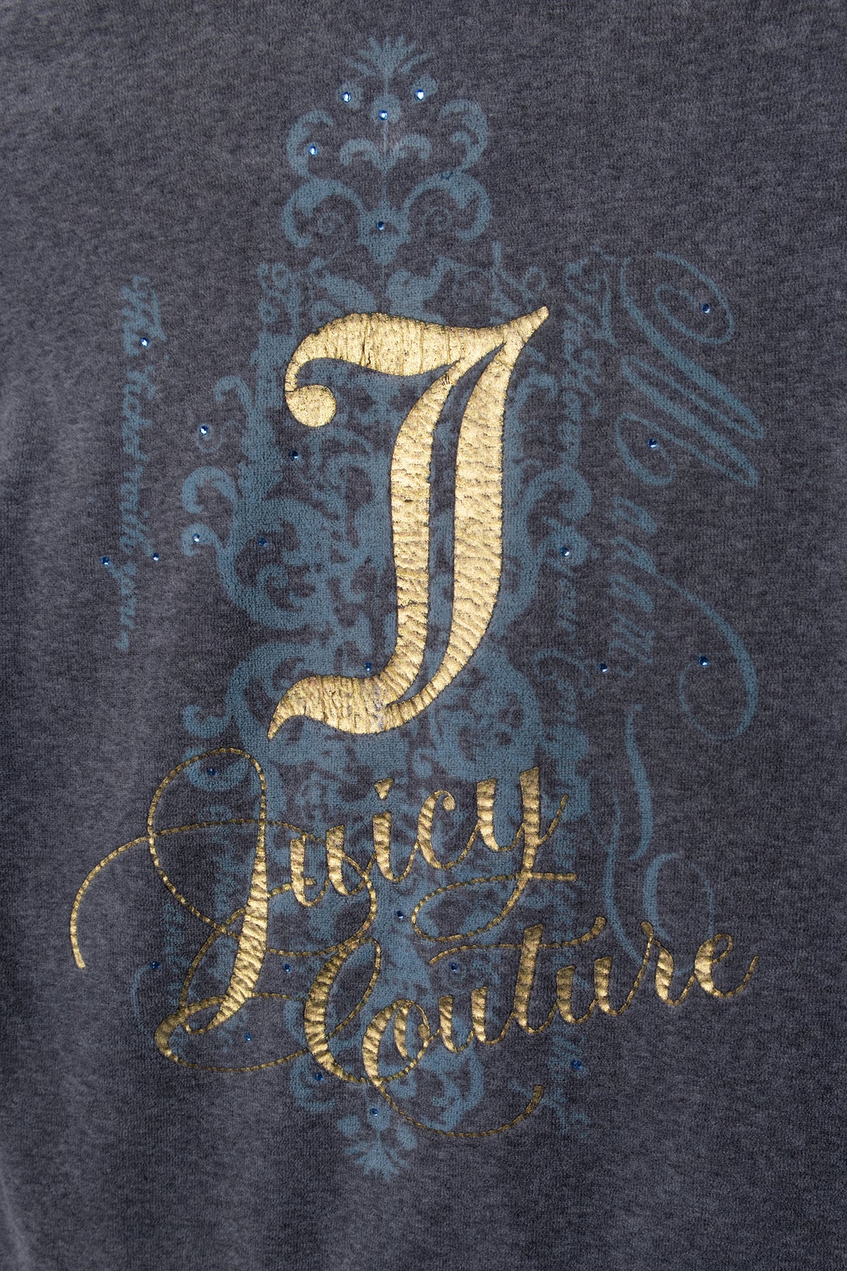 Y2K Juicy Couture Rhinestone Mixed Media Velour Track Jacket