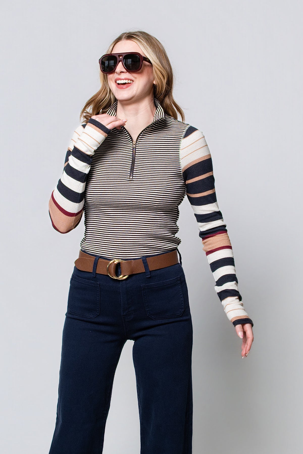 Free People Avery Long Sleeve Zip Up Top