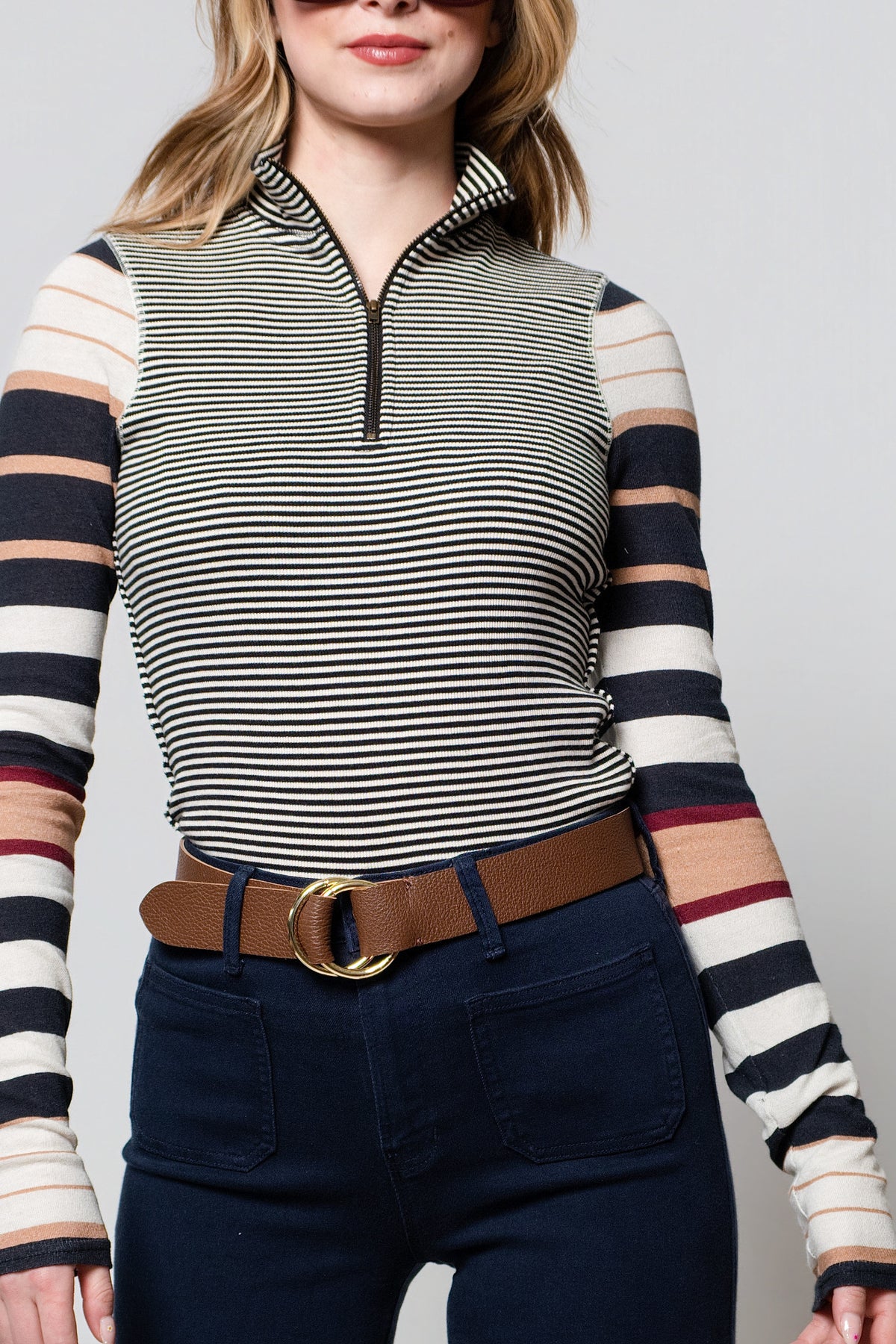 Free People Avery Long Sleeve Zip Up Top