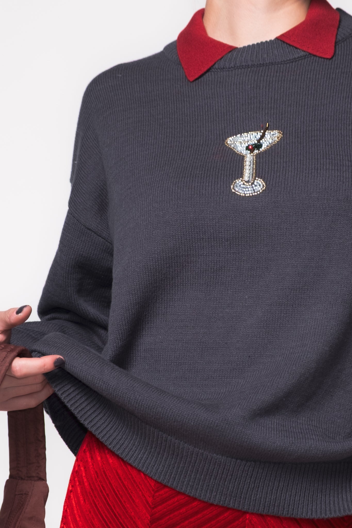 Dirty Martini Beaded Crewneck Sweater