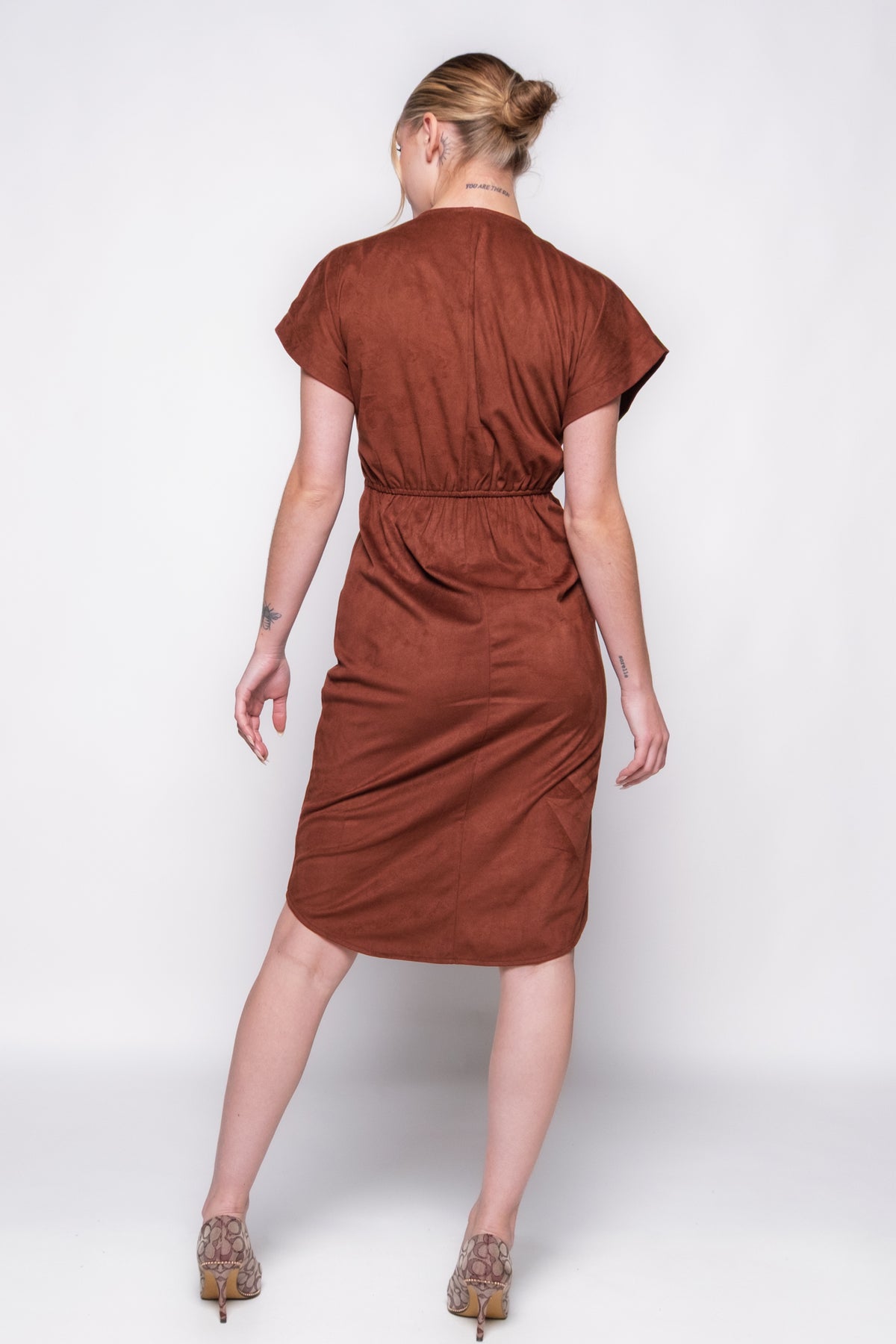 Steve Madden Aimee Micro Suede Ruched Dress