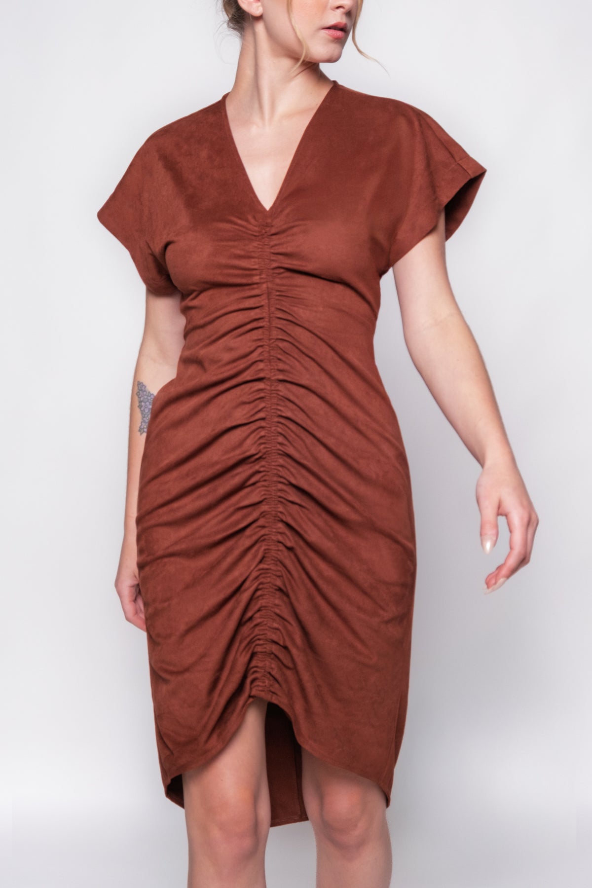 Steve Madden Aimee Micro Suede Ruched Dress