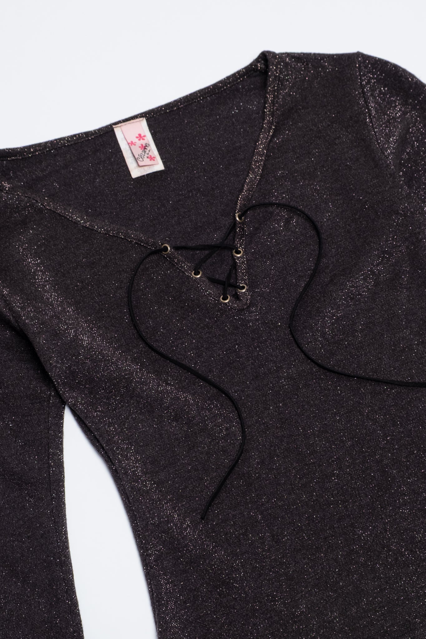 Long Sleeve Metallic Laceup Top