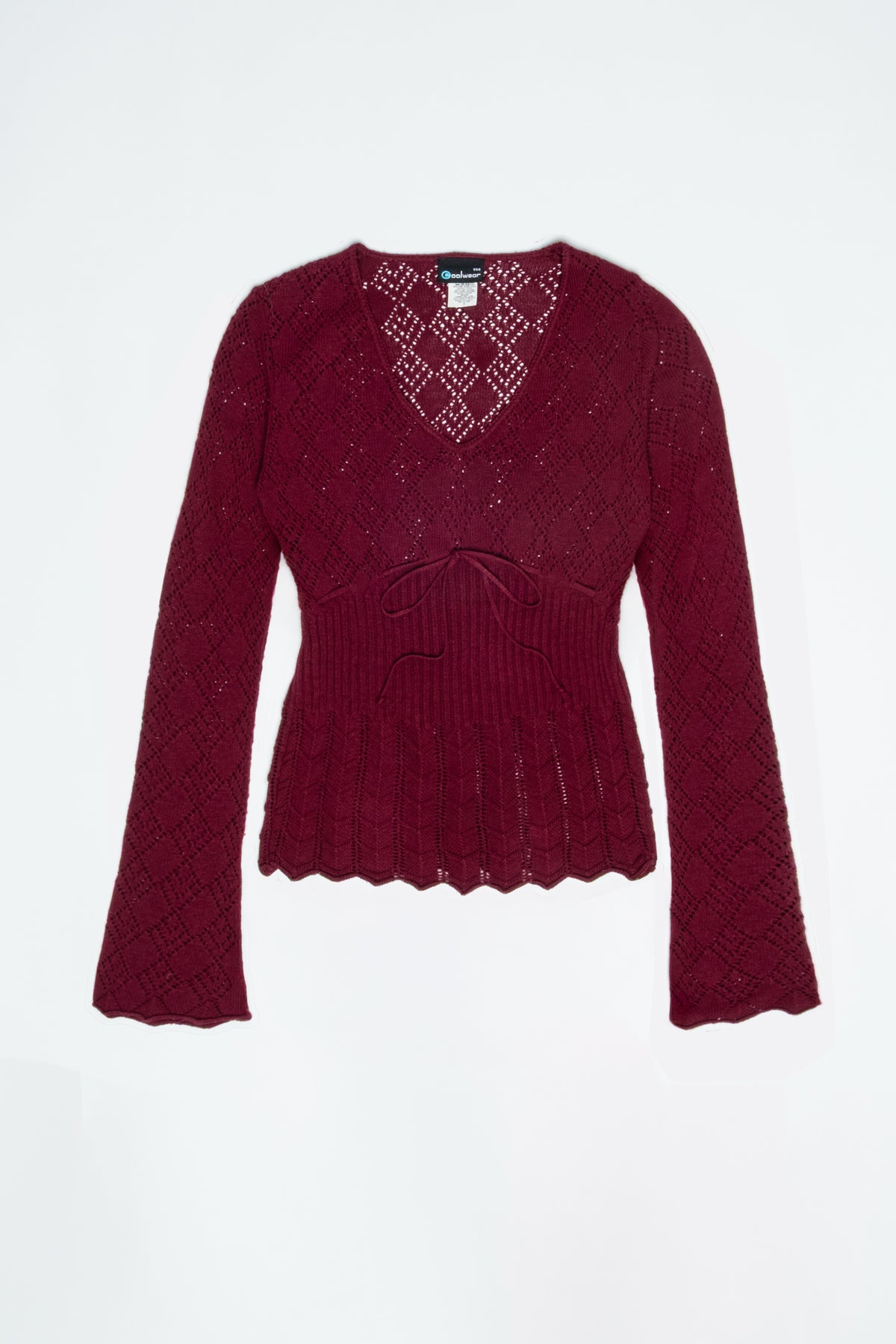 Coolwear U.S.A. Pointelle Knit Babydoll Top