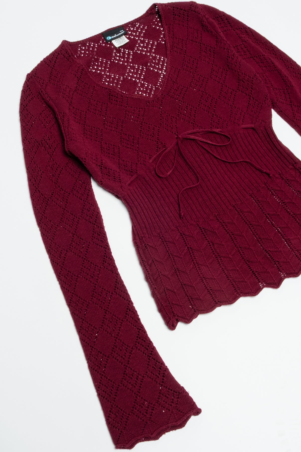 Coolwear U.S.A. Pointelle Knit Babydoll Top