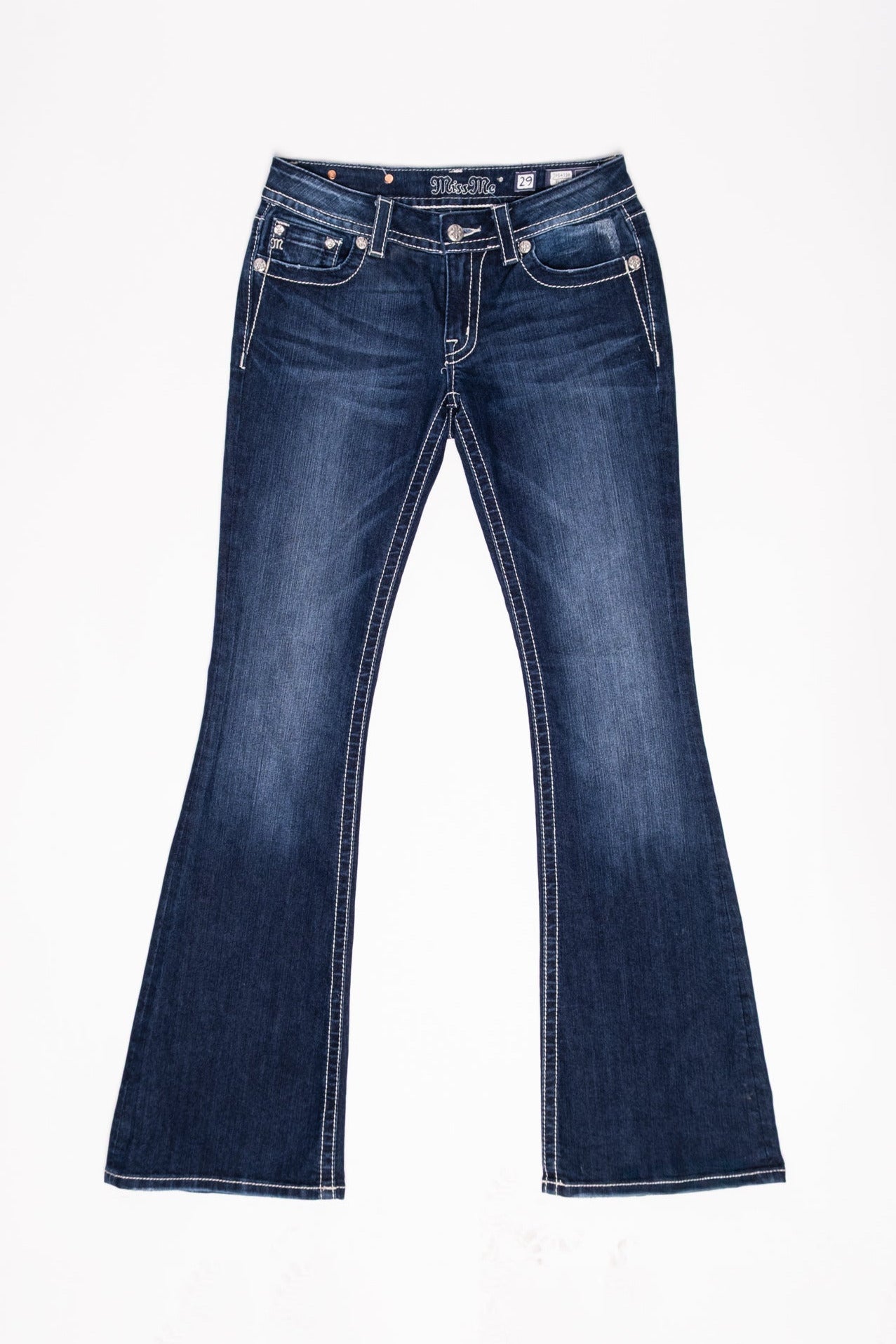 Vintage Y2K Miss Me Embellished Dark Wash Flares – Calico