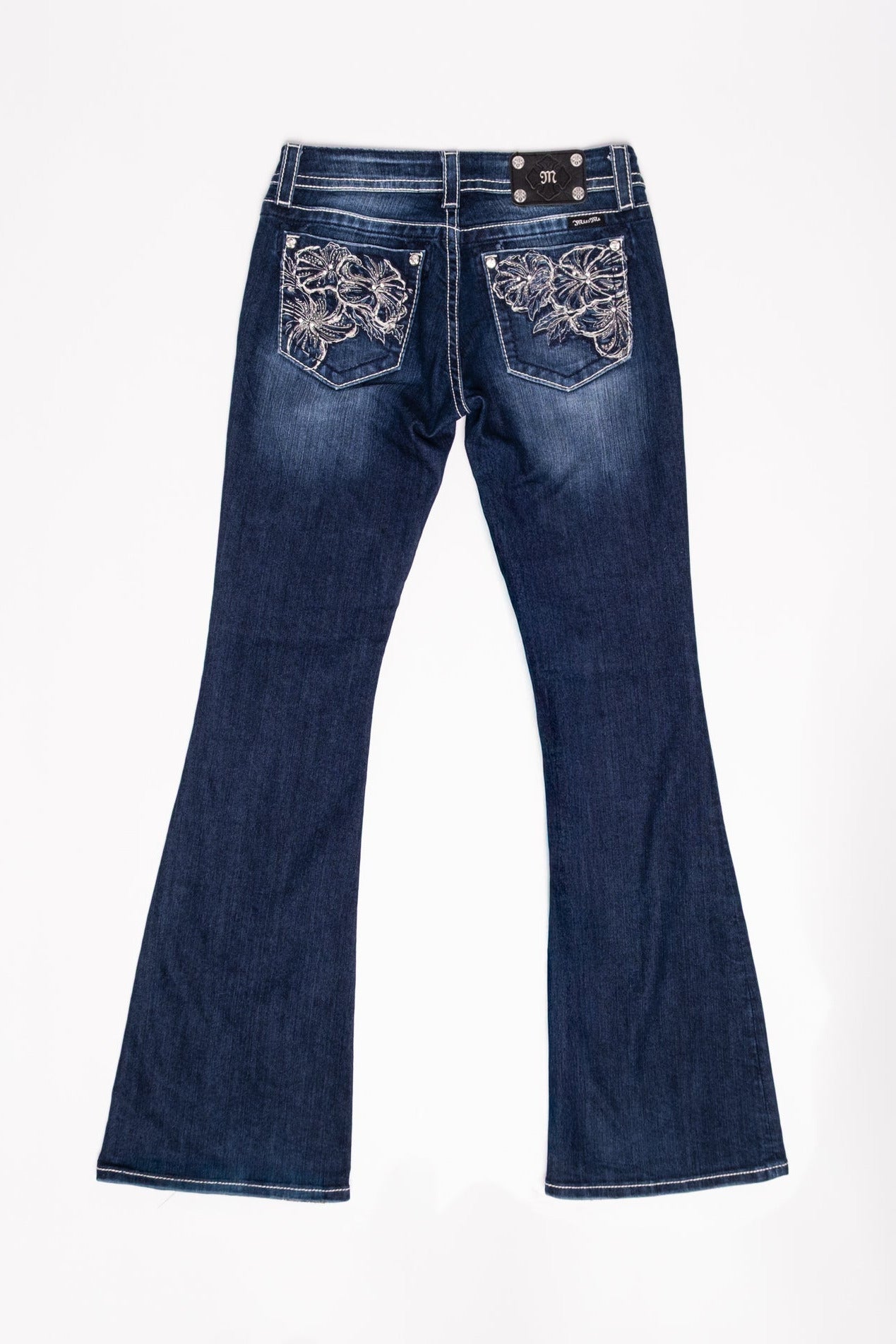 Vintage Y2K Miss Me Embellished Dark Wash Flares – Calico