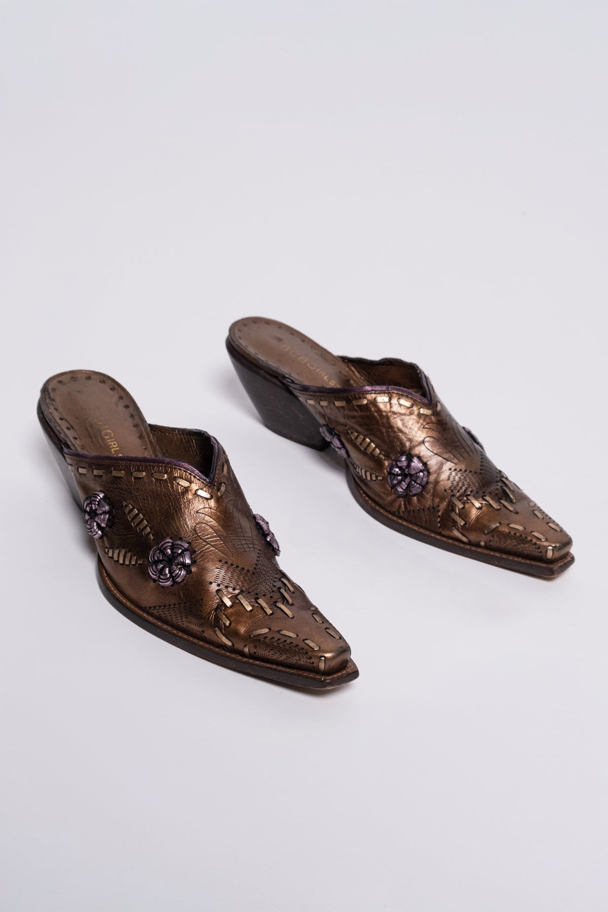 BCBG Girls Embellished Metallic Mules