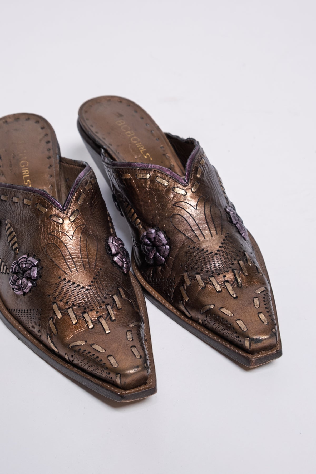 BCBG Girls Embellished Metallic Mules