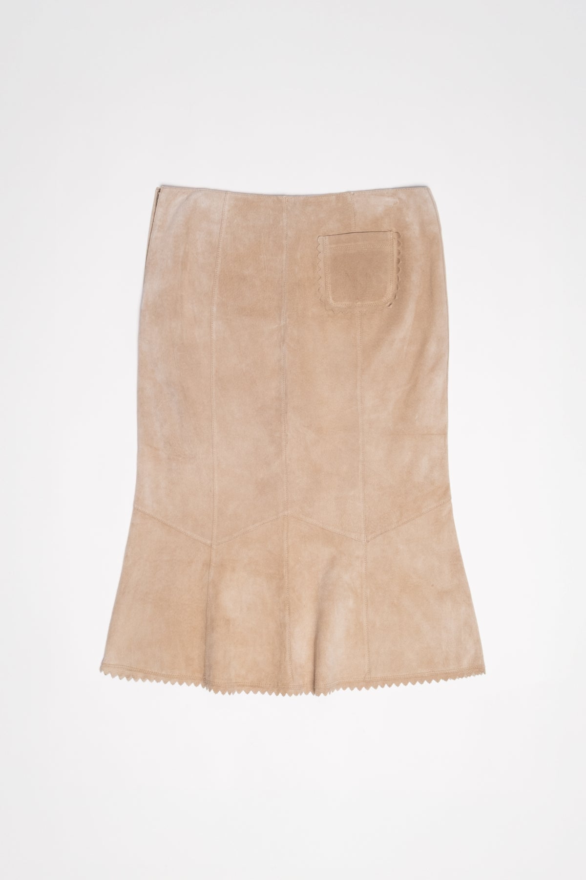 Suede Flare Hem Midi Skirt