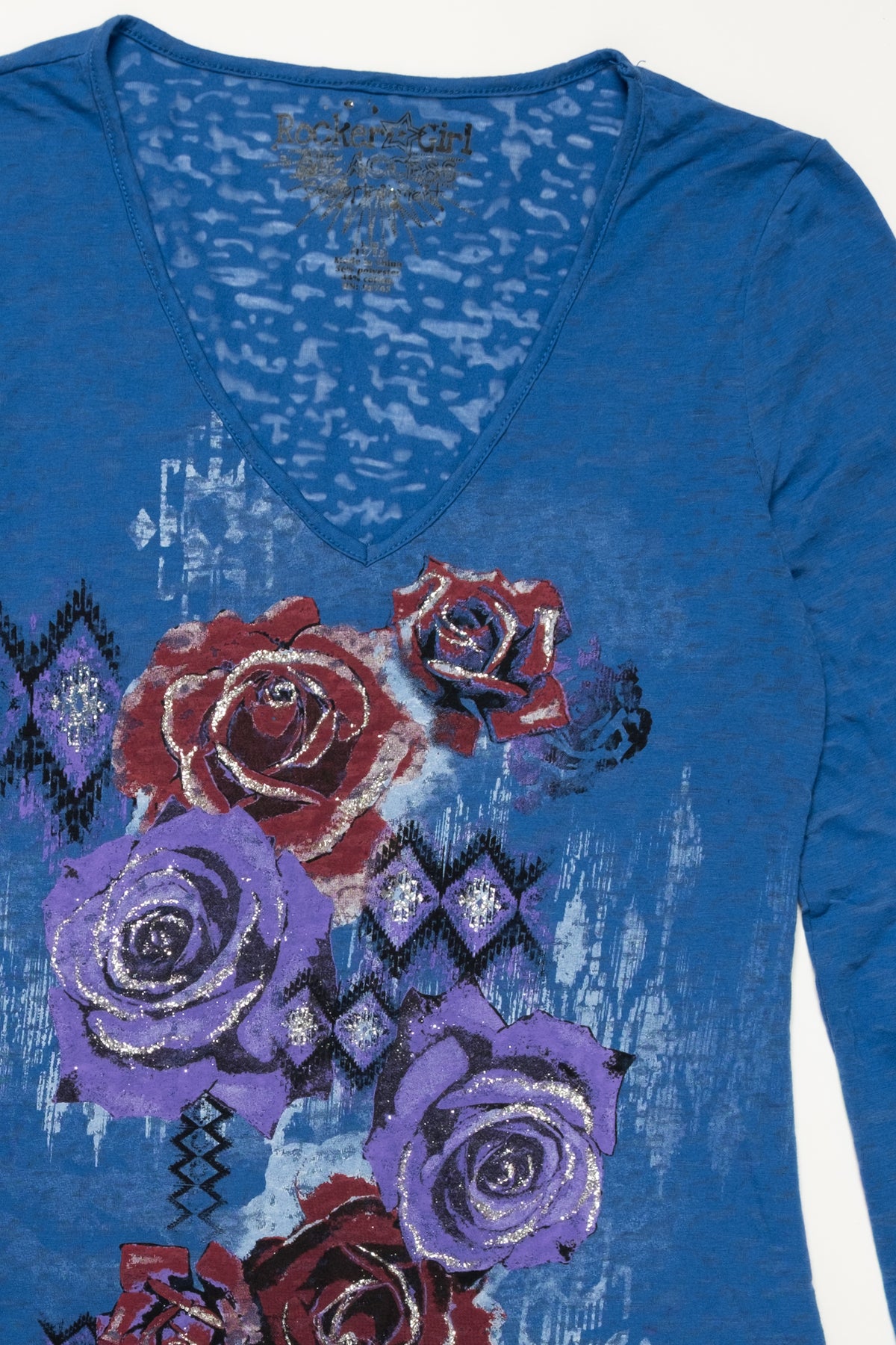 Glam Grunge Long Sleeve Burnout Tee