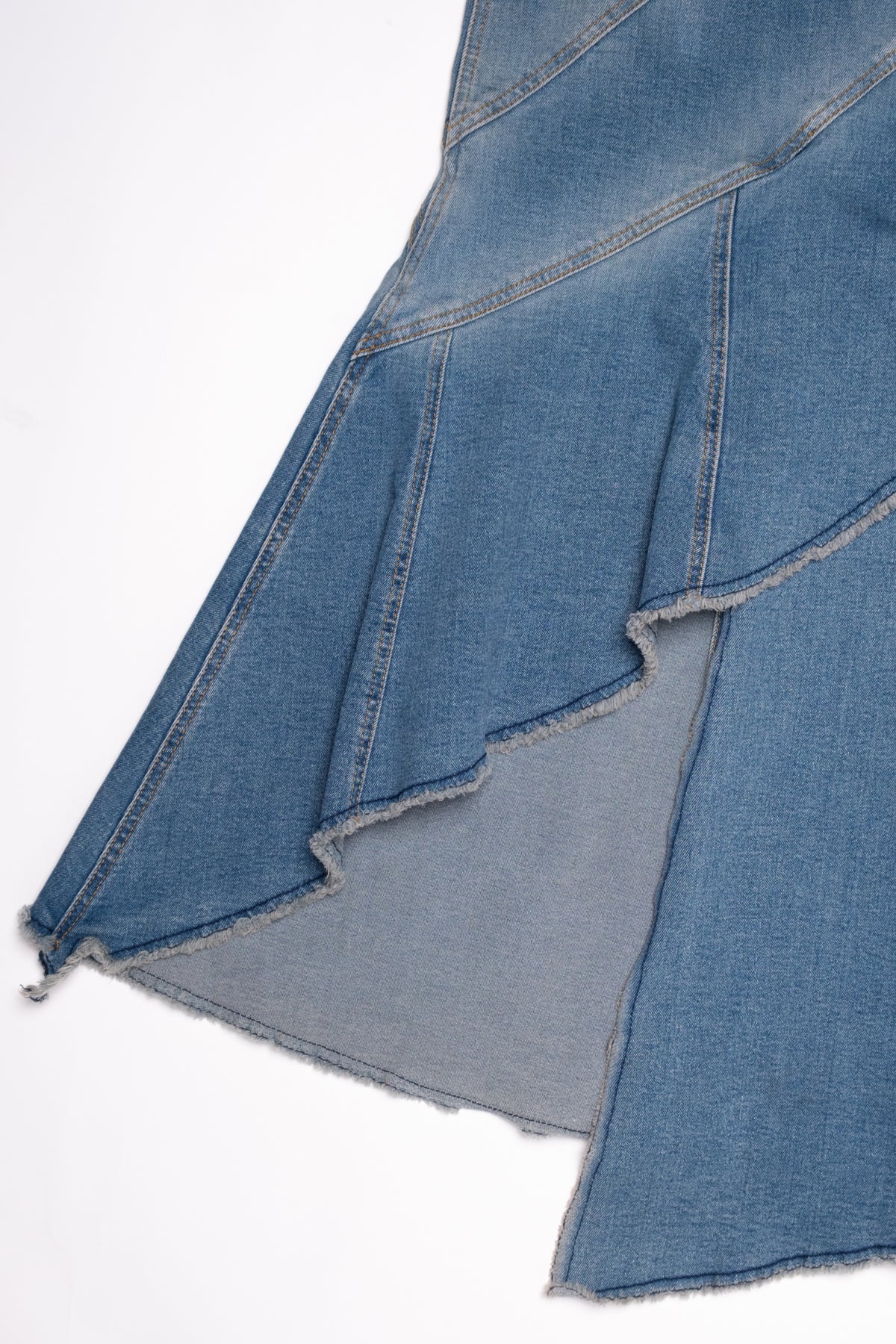 Asymmetric Denim Mermaid Midi Skirt