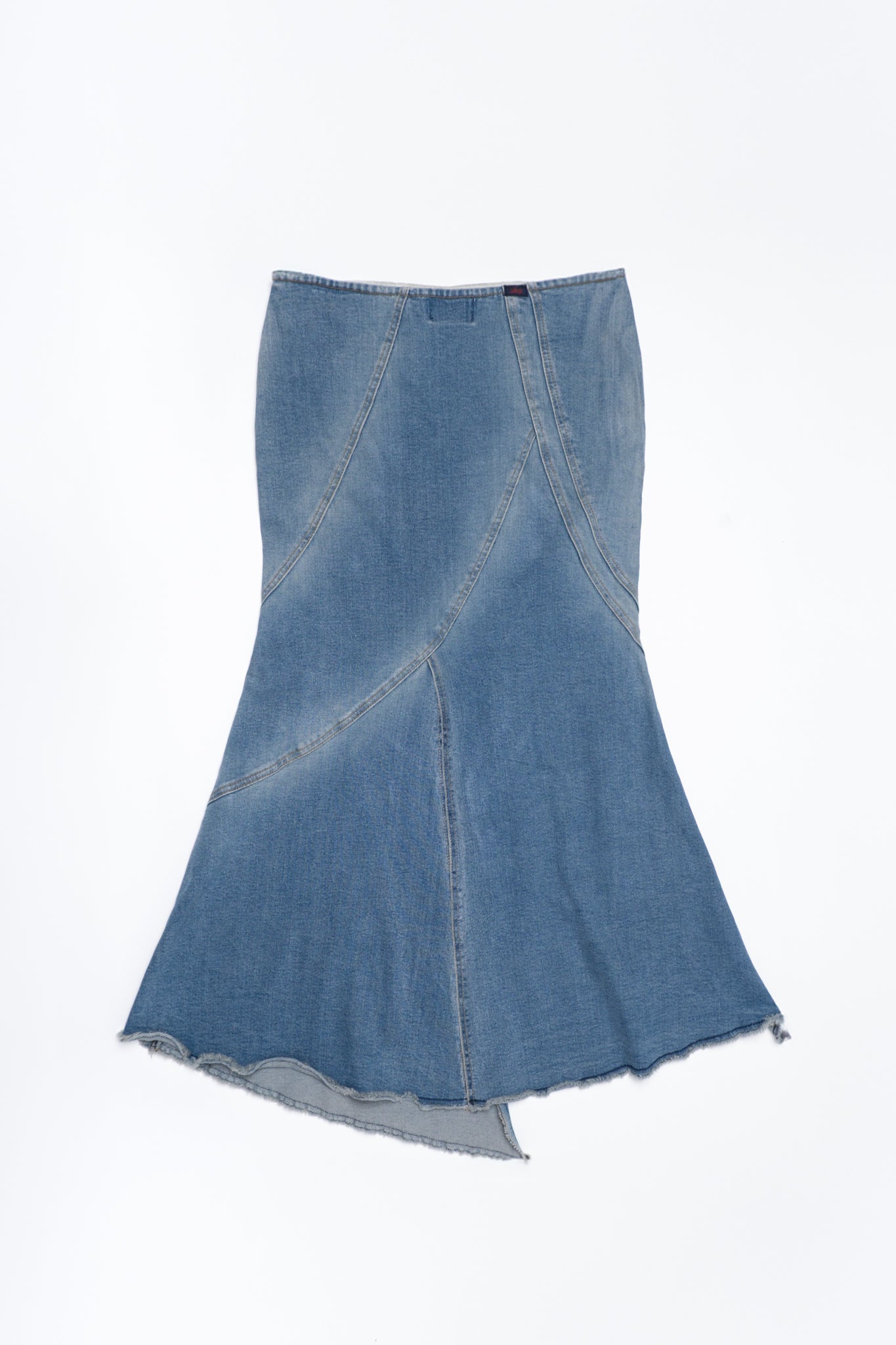 Asymmetric Denim Mermaid Midi Skirt