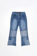 Lazer Studded Patchwork Capri Jeans