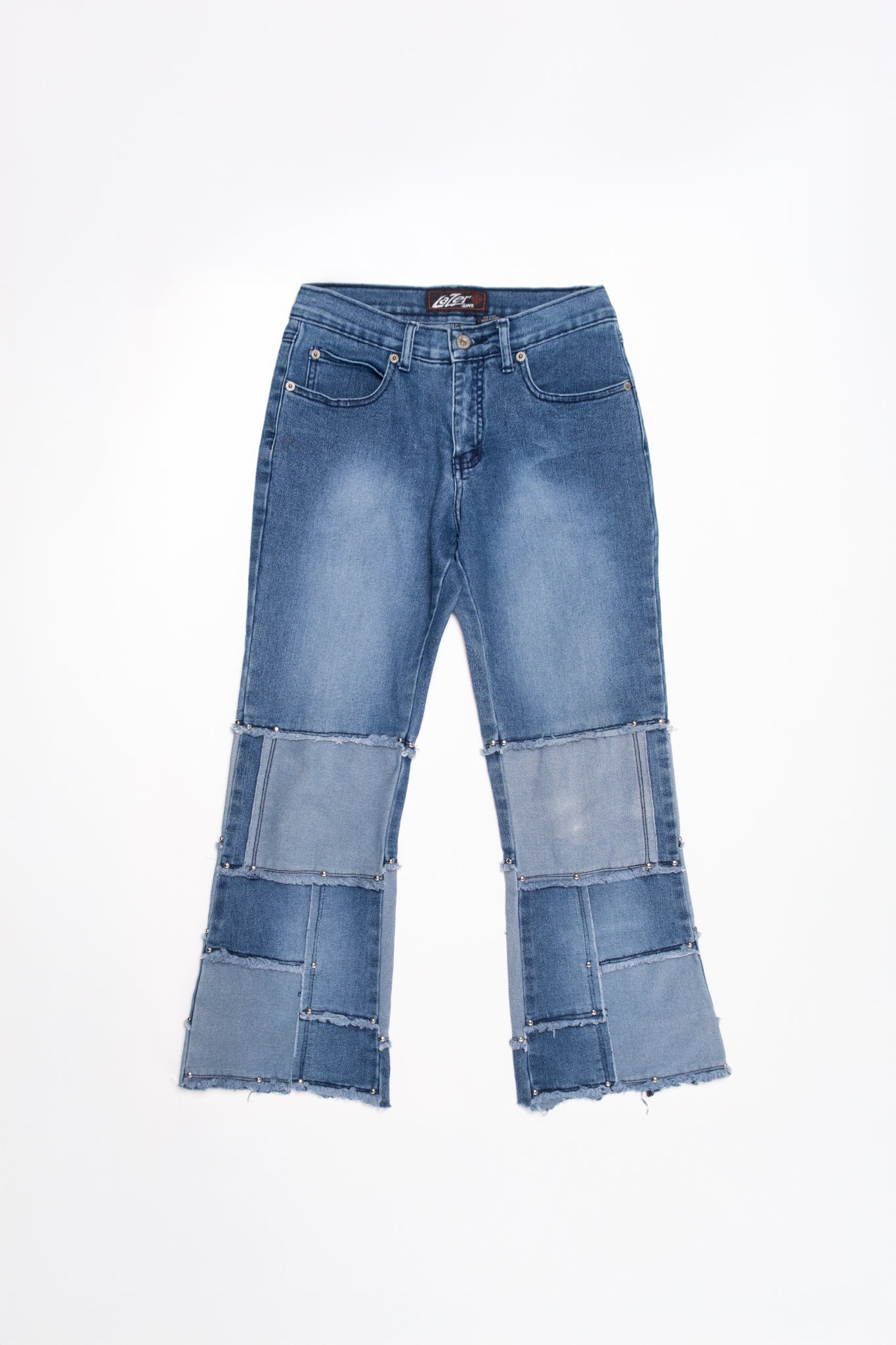 Lazer Studded Patchwork Capri Jeans