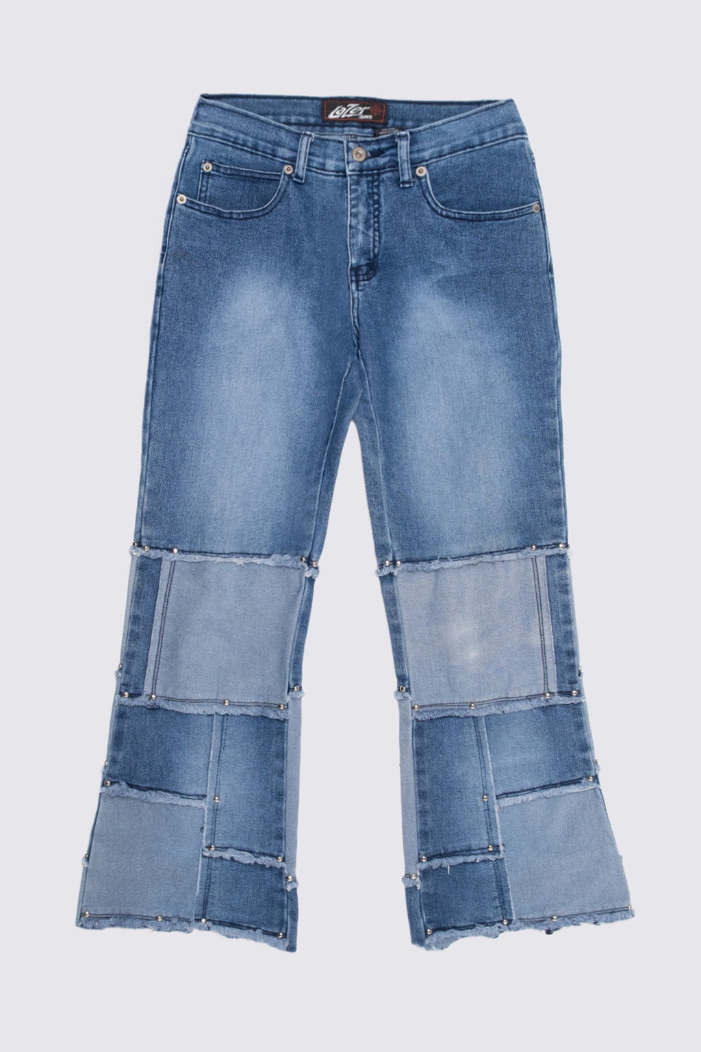 Lazer Studded Patchwork Capri Jeans