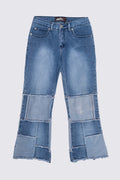 Lazer Studded Patchwork Capri Jeans