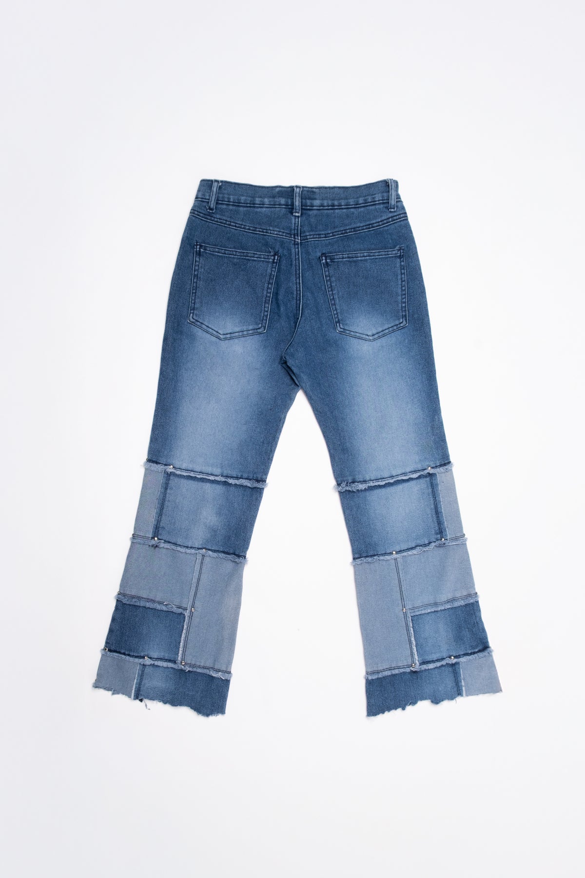 Lazer Studded Patchwork Capri Jeans