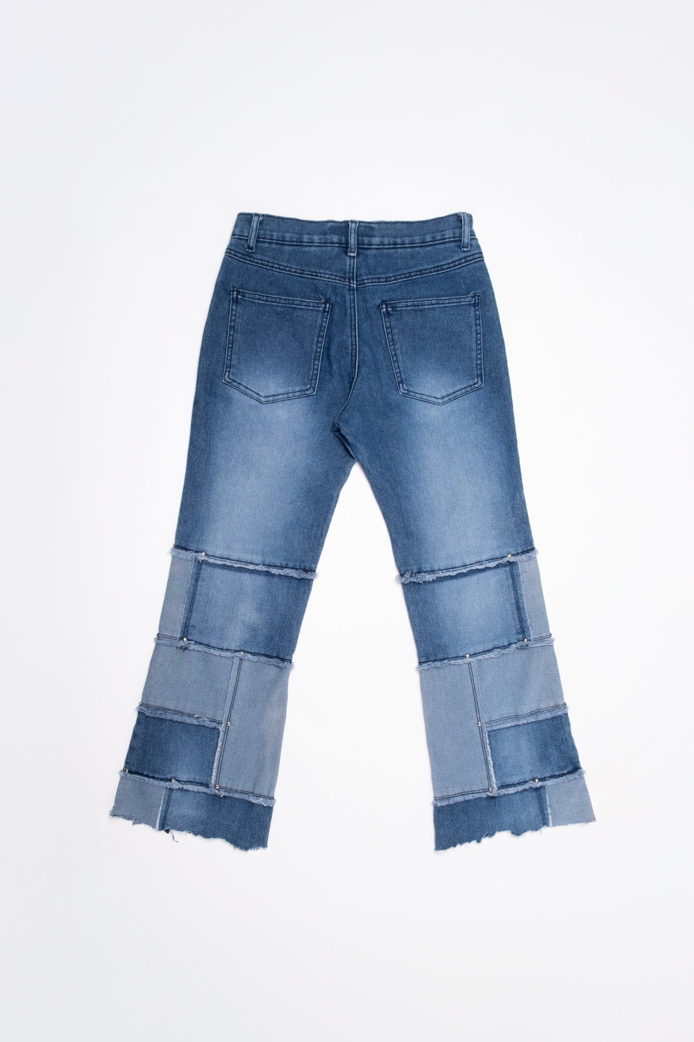 Lazer Studded Patchwork Capri Jeans